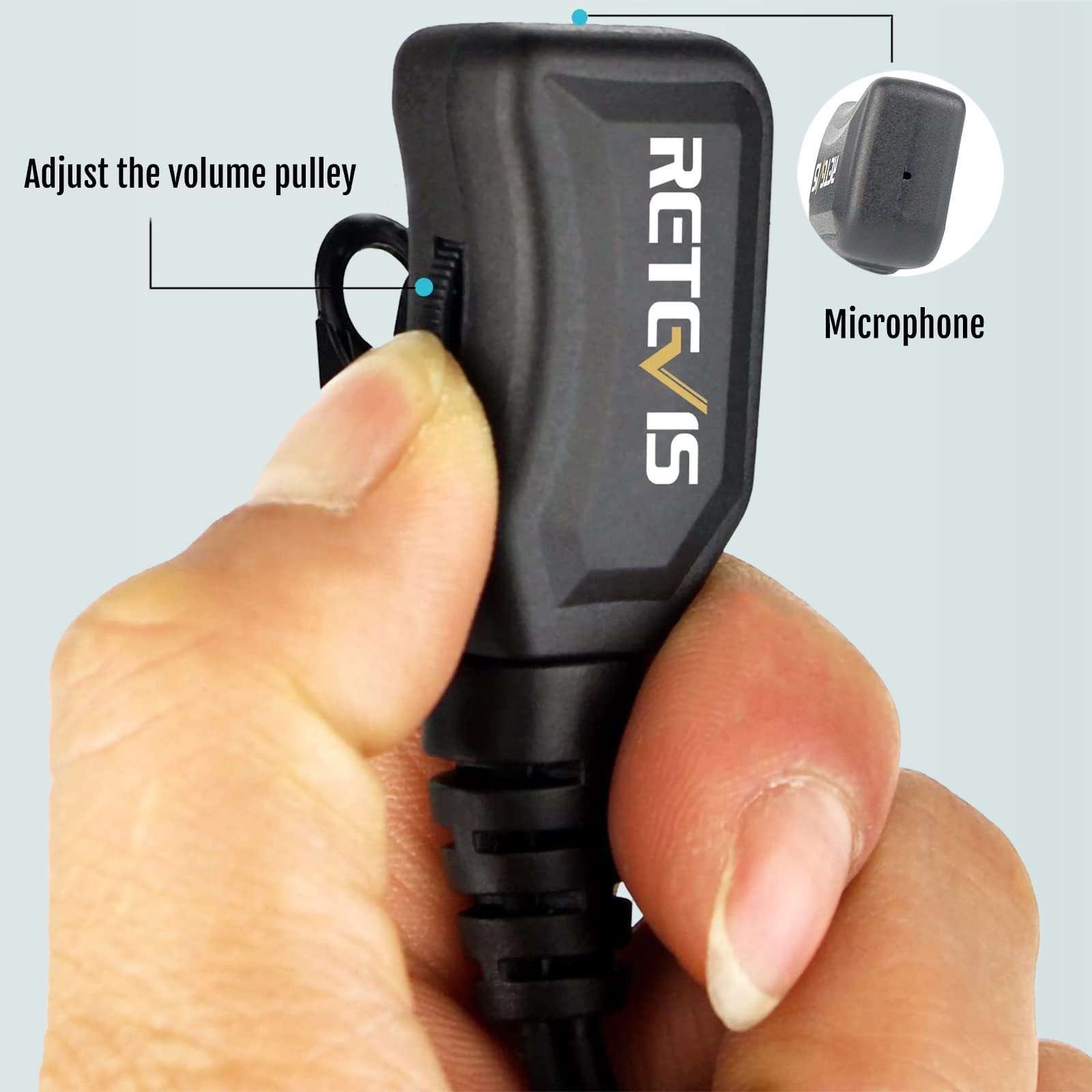 Retevis R111 Walkie Talkie Headset with PTT Mic - Adjustable Volume, Compatible with Motorola CP040 DP1400 GP300 GP68 GP88 GP2000 & HYT TC-500 TC-600 Radios (1 Pack) - Ideal for Security, Construction, and Event Staff Communication