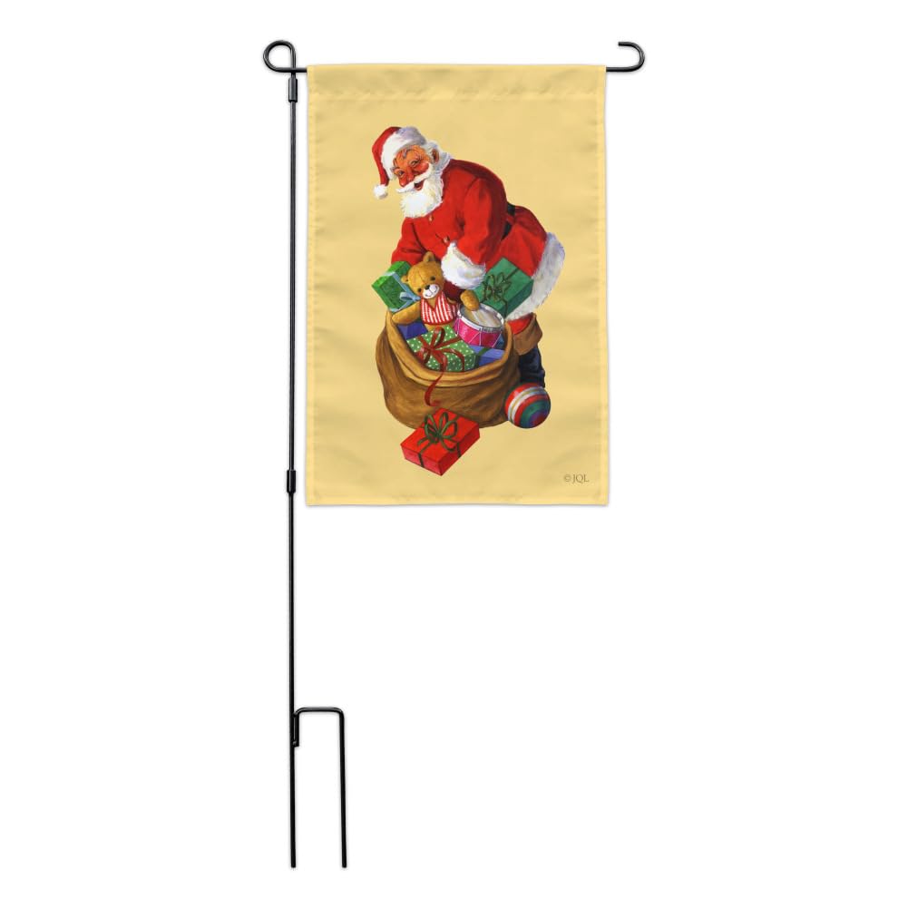 Christmas Holiday Santa and His Bag of Toys Garden Yard Flag - Festive Outdoor Decor for Holiday Season