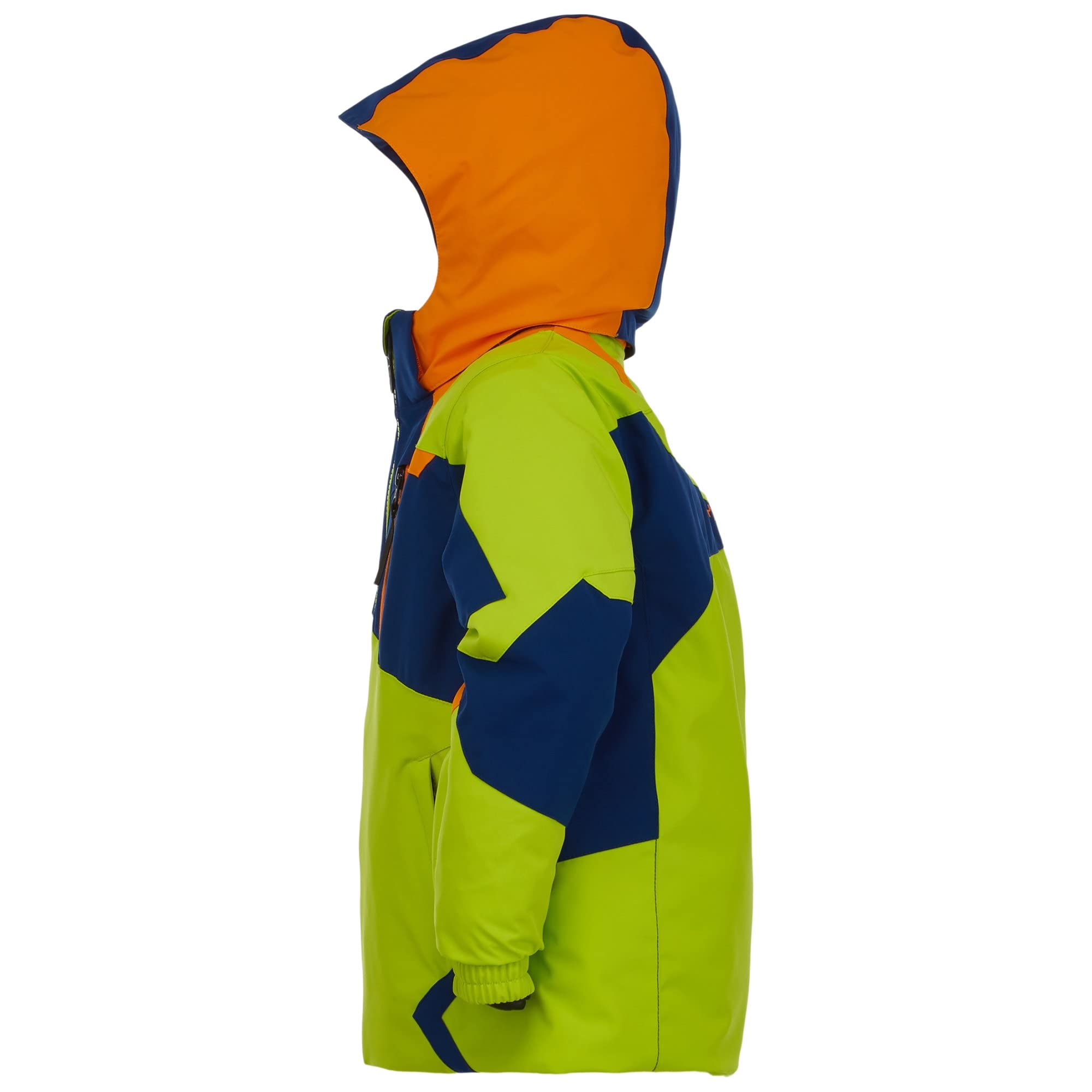 Spyder Boys Mini Leader Jacket - Waterproof Windbreaker for Toddler & Kids (Ages 4-6) | Sharp Lime/Abyss Color | Outdoor Play, School, Winter Sports Jacket