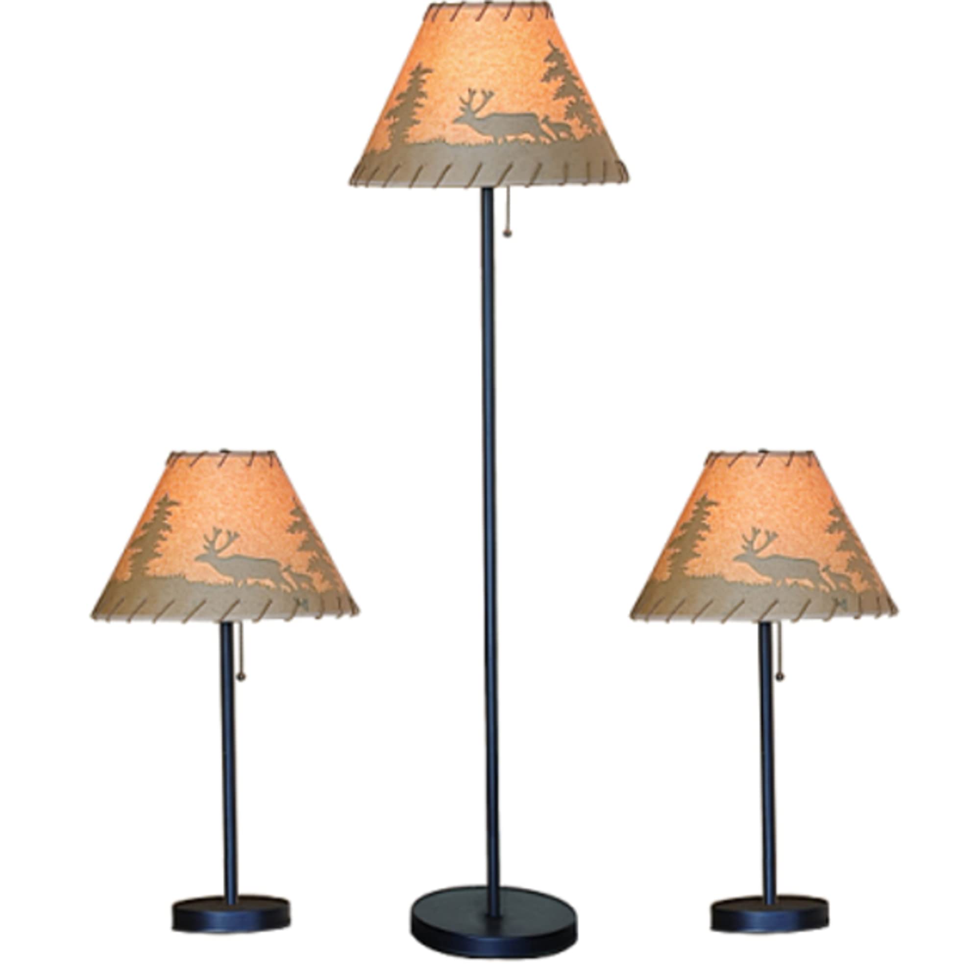 Rustic Cabin Lodge 3-Piece Table & Floor Lamp Set by Catalina Lighting - 58
