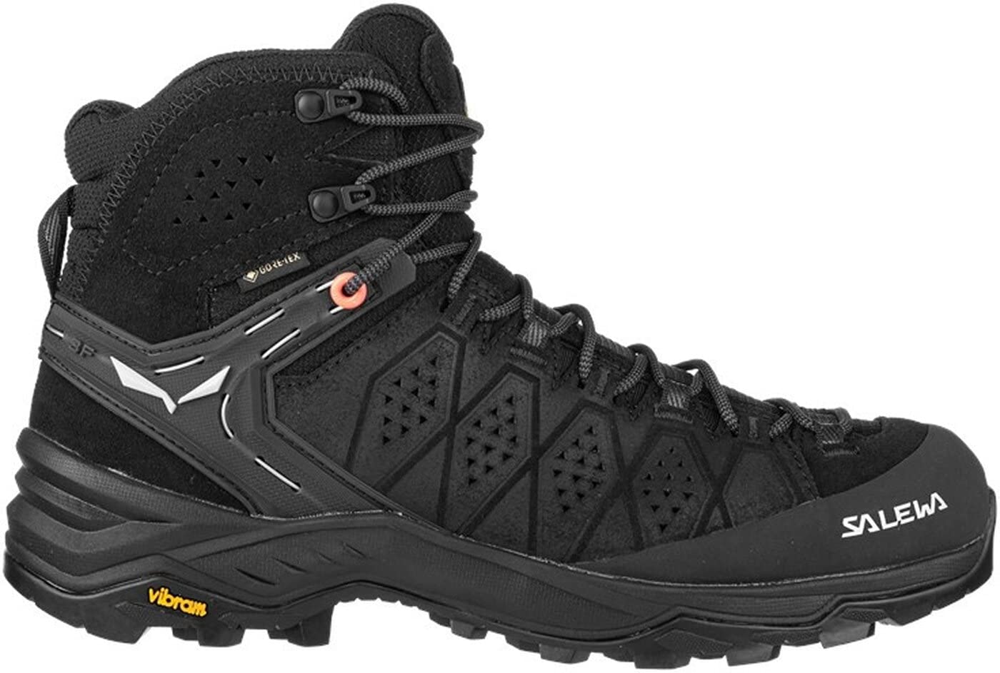 Salewa Women's Alp Trainer 2 Mid GTX Hiking Boots - Waterproof Black Leather Trekking Shoes for Outdoor Adventures, Trail Running & Mountain Climbing