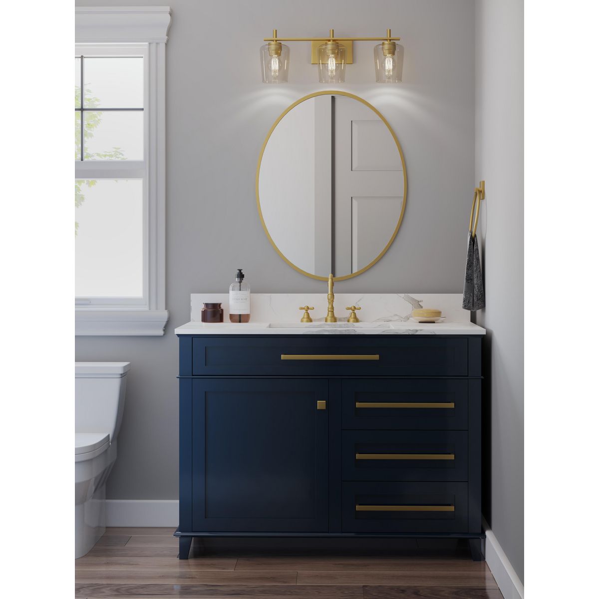 Calais Collection 3-Light Clear Glass Bathroom Vanity Light Fixture - Perfect for Modern Bathrooms, Powder Rooms & Makeup Areas