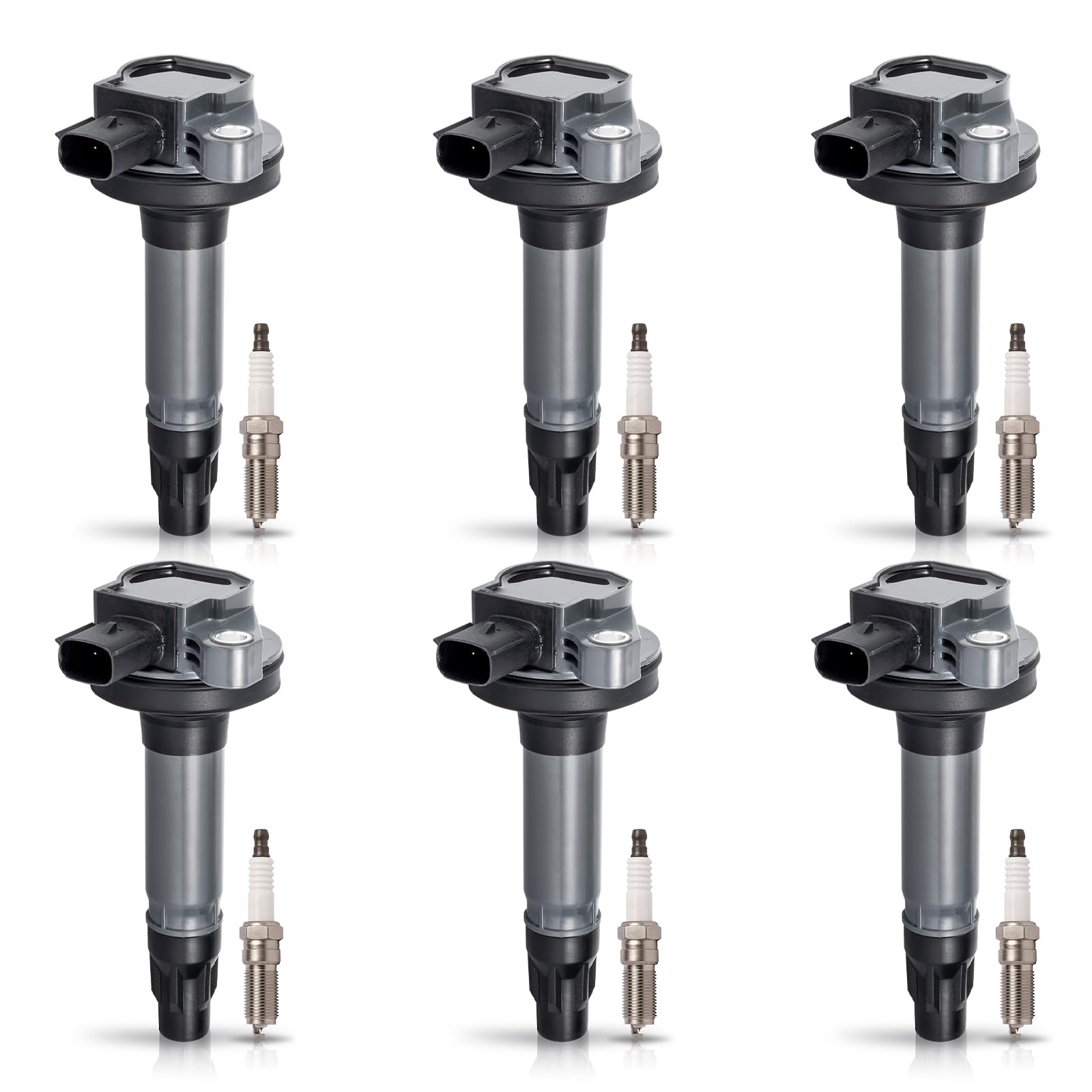 6-Piece Ignition Coil Pack & Spark Plug Set Compatible with Ford F150/Edge/Flex/Taurus & Lincoln MKS/MKT/MKZ/MKX (2008-2016) - Replacement for UF553 5019 - Perfect for Engine Tune-Up & Performance Enhancement