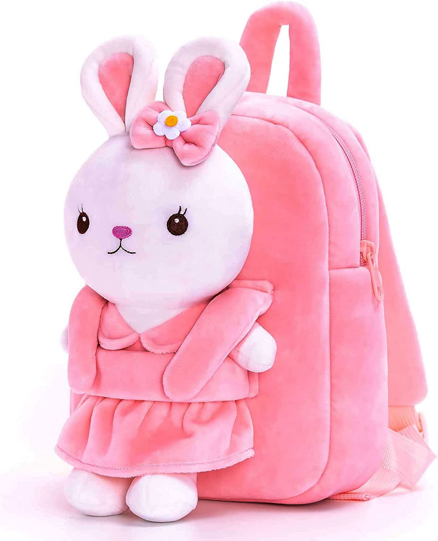 Frantic Kids Velvet School Backpack - Soft Plush Cute Preschool Bag for Baby Girls & Boys (2-5 Years) | Ideal for School, Travel, Picnic & Daily Use