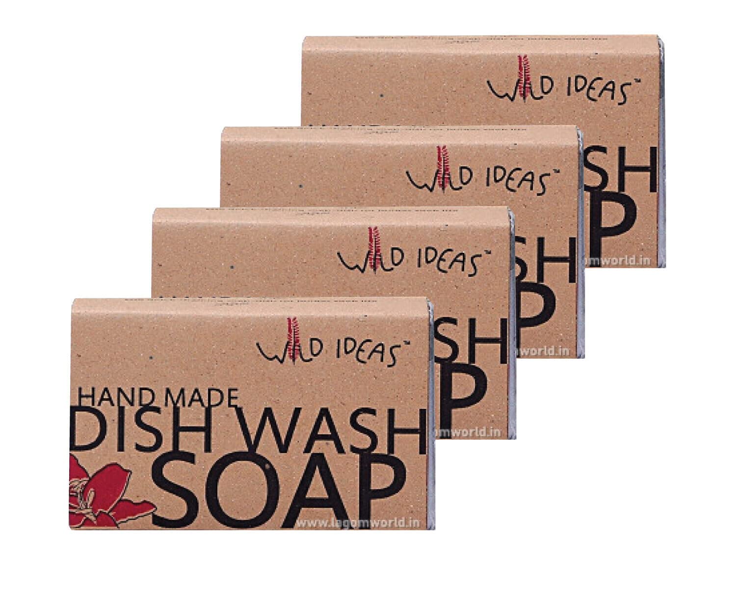 Eco-Friendly Wild Ideas Dish Wash Bar 100g (Pack of 4) - Natural & Vegan Soap for Kitchen, Camping & Travel | Biodegradable Dishwashing Solution