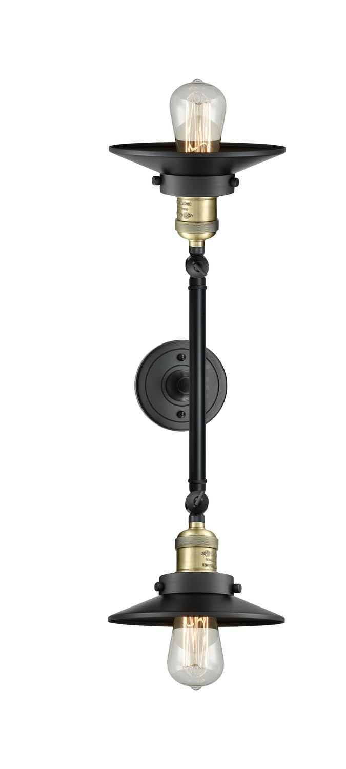 Innovations 208L-BAB-M6 2-Light Vertical Bathroom Vanity Light Fixture in Black Antique Brass - Perfect for Bathroom Mirror Lighting and Modern Home Decor