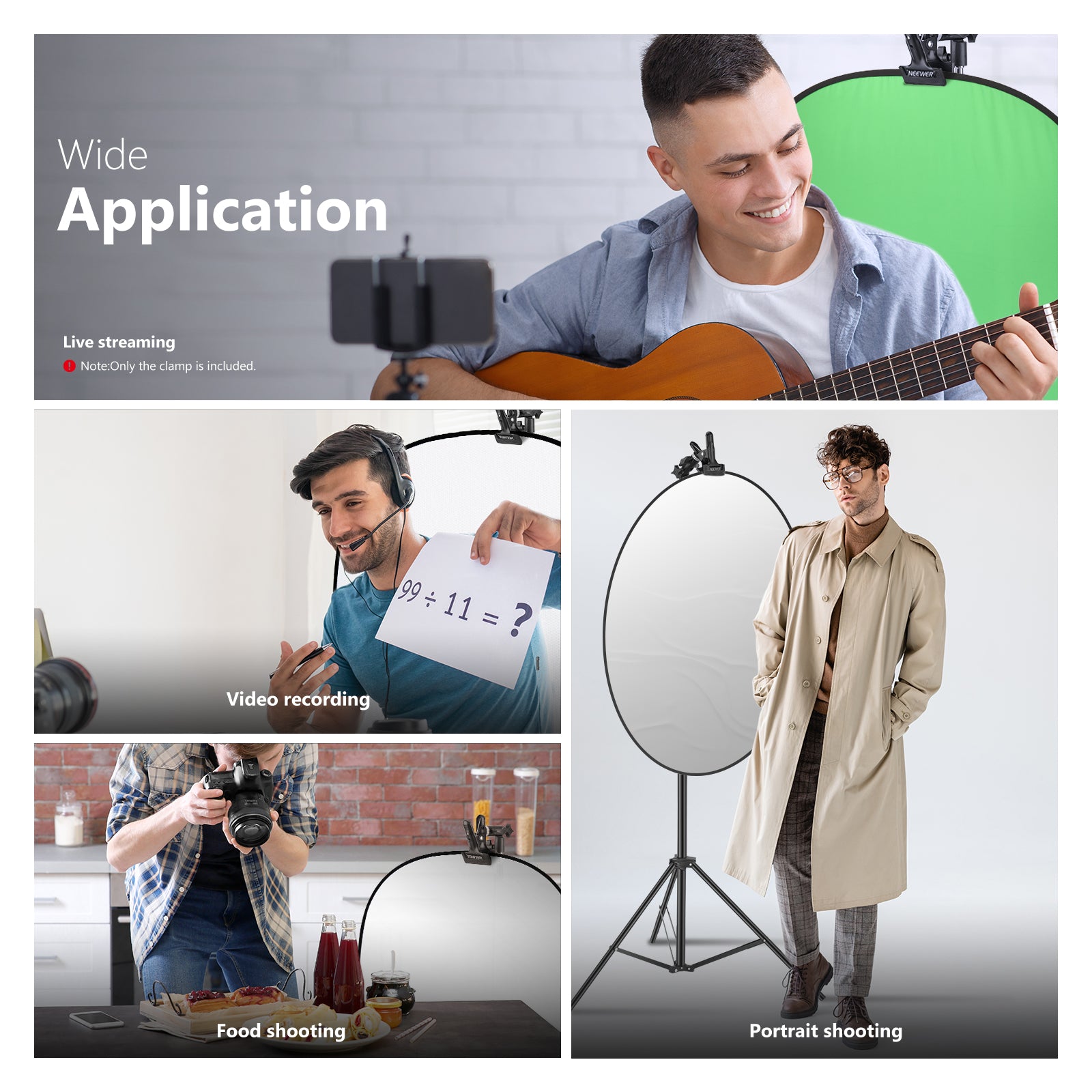 NEEWER Heavy Duty Metal Clamp Holder for Photography Reflectors - Secure Mounting for Studio Lights, Backdrops & Equipment - Perfect for Professional Photographers & Videographers