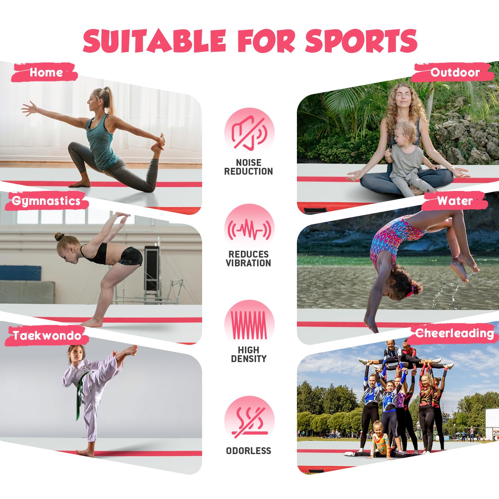 **Inflatable Gymnastics Tumbling Mat - 10ft/13ft Air Track with Electric Pump - 4in Thick for Home, Gym, Yoga & Cheerleading - Perfect for Training, Water Play & Indoor/Outdoor Use**