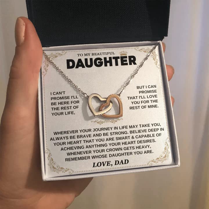 To My Daughter Necklace - Heartfelt Father Daughter Gift from Dad & Mom | Birthday Jewelry Pendant with Engraved Message Card & Gift Box | Perfect for Birthdays, Graduation, Christmas & Special Occasions