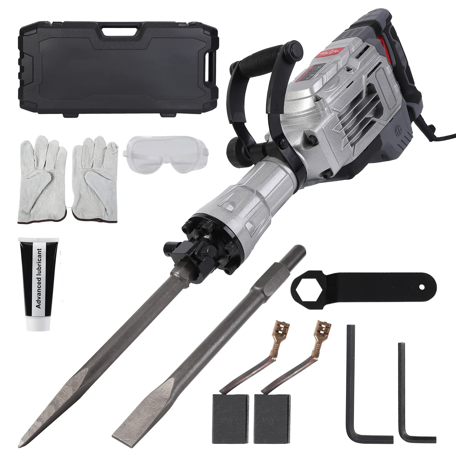 GARVEE 14 Amp SDS Hex Jack Hammer - 1 1/8 Inch 2000W Heavy Duty Concrete Breaker for Demolition & Chipping - Perfect for Construction, Renovation & Concrete Removal Projects