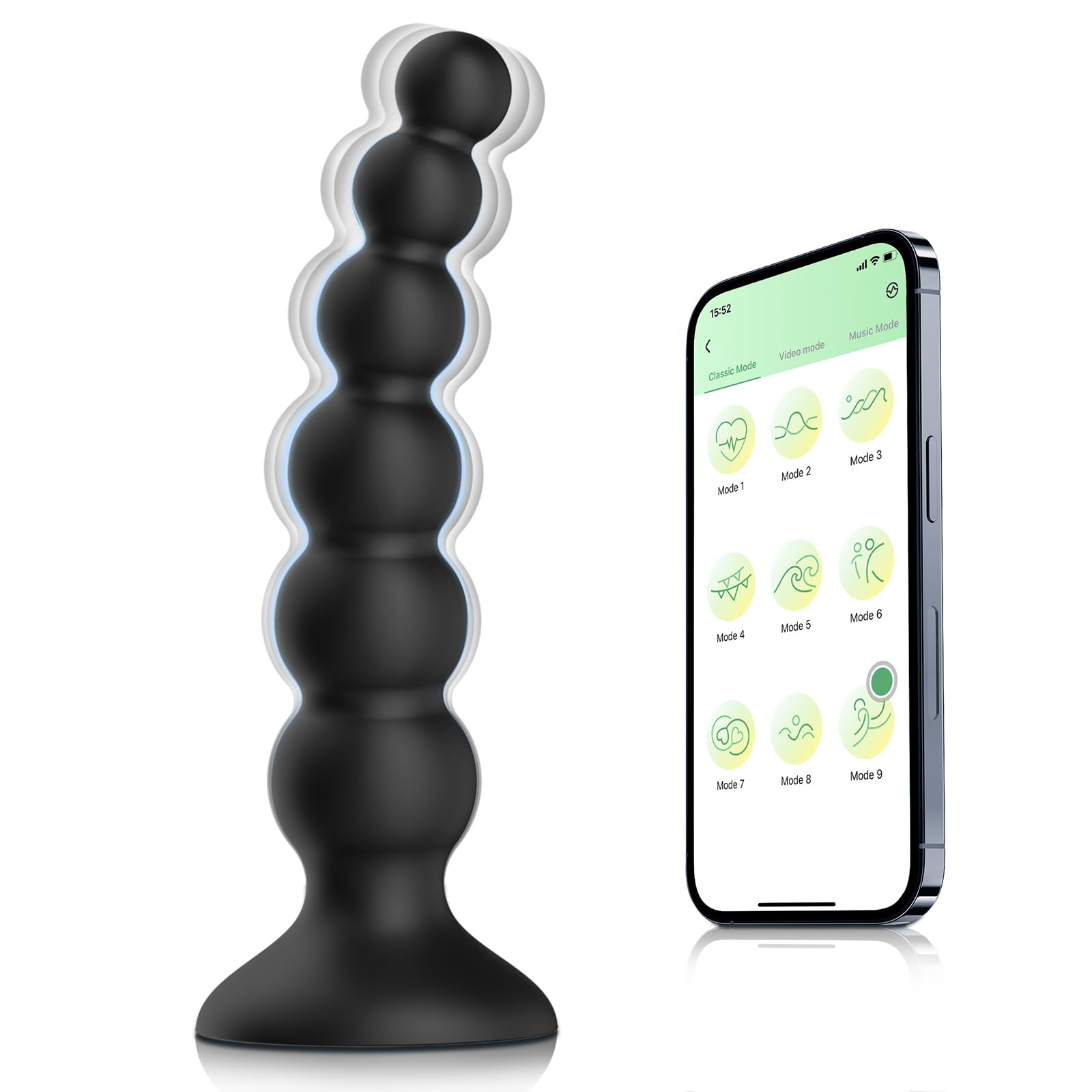 9-Speed APP Controlled Vibrating Anal Beads & Prostate Massager - Waterproof Silicone Butt Plug for Men, Women & Couples | Intimate Play, Couples Games & Solo Pleasure