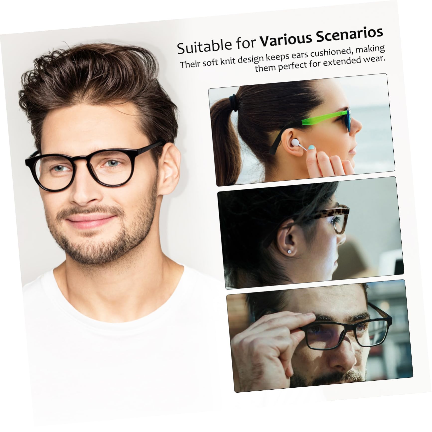TOVINANNA 10 Pairs Anti-Slip Glasses Grips - Comfortable Behind the Ear Covers for Eyeglasses & Sunglasses - Soft Silicone Ear Pads Accessories - Perfect for Reading, Driving & Daily Wear