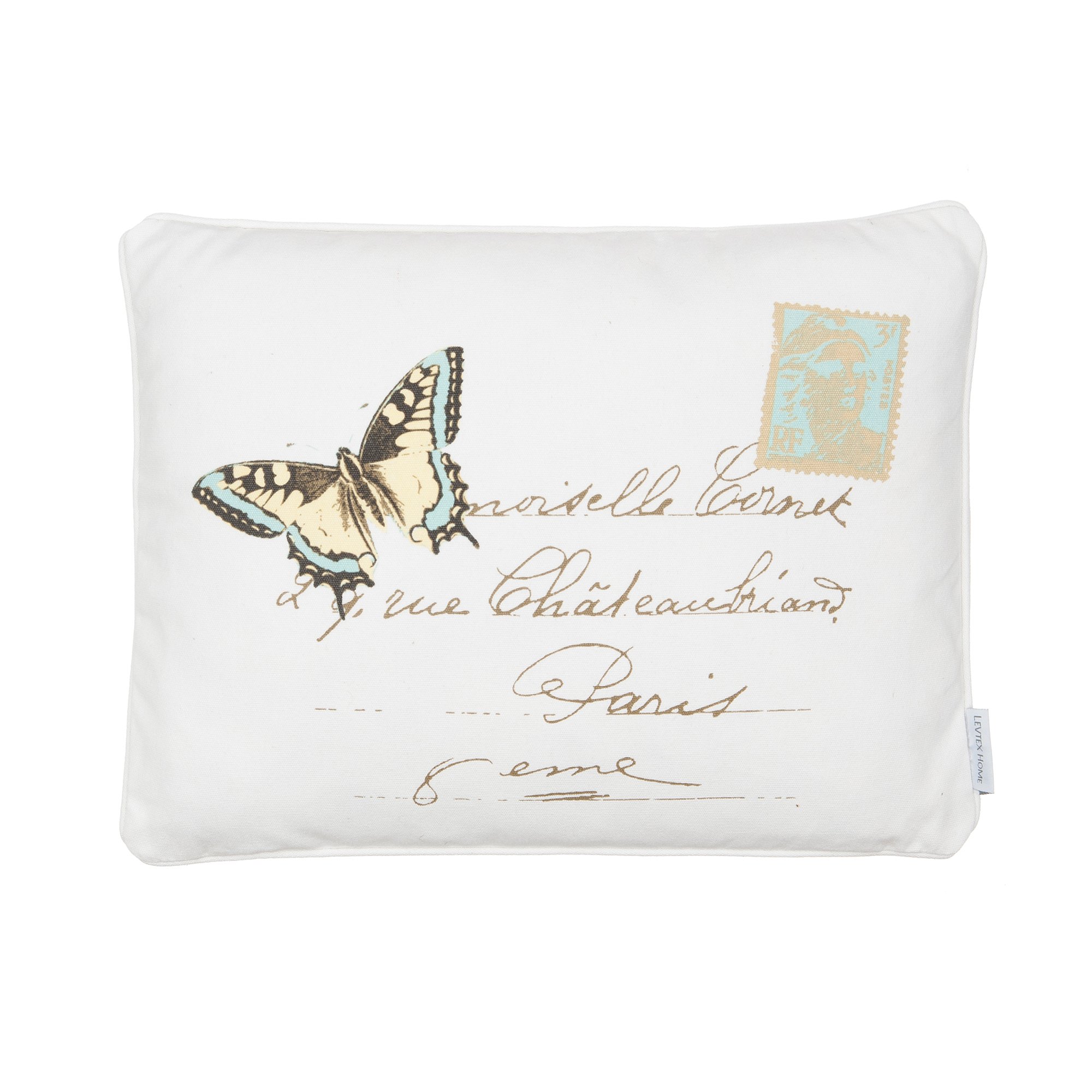 Levtex Home Palladium Butterfly Decorative Throw Pillow - Soft Cream Pillow Cover for Sofa, Bed, Couch - Perfect for Living Room, Bedroom & Home Decor