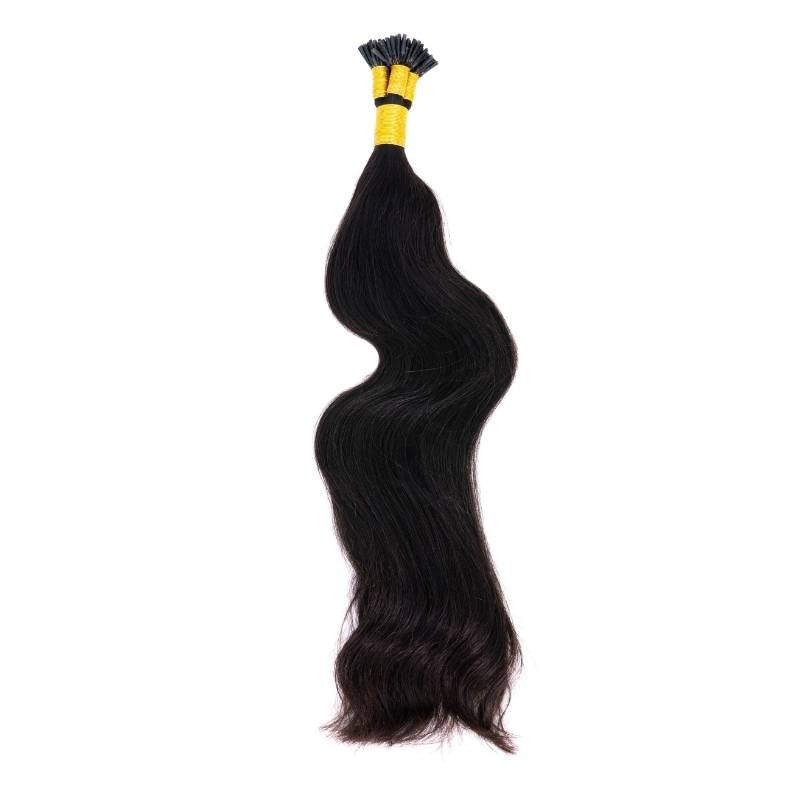 Indian Wavy Natural Black I-Tip Hair Extensions - Clip-In Human Hair for Volume & Length - Perfect for Parties, Weddings & Everyday Styling