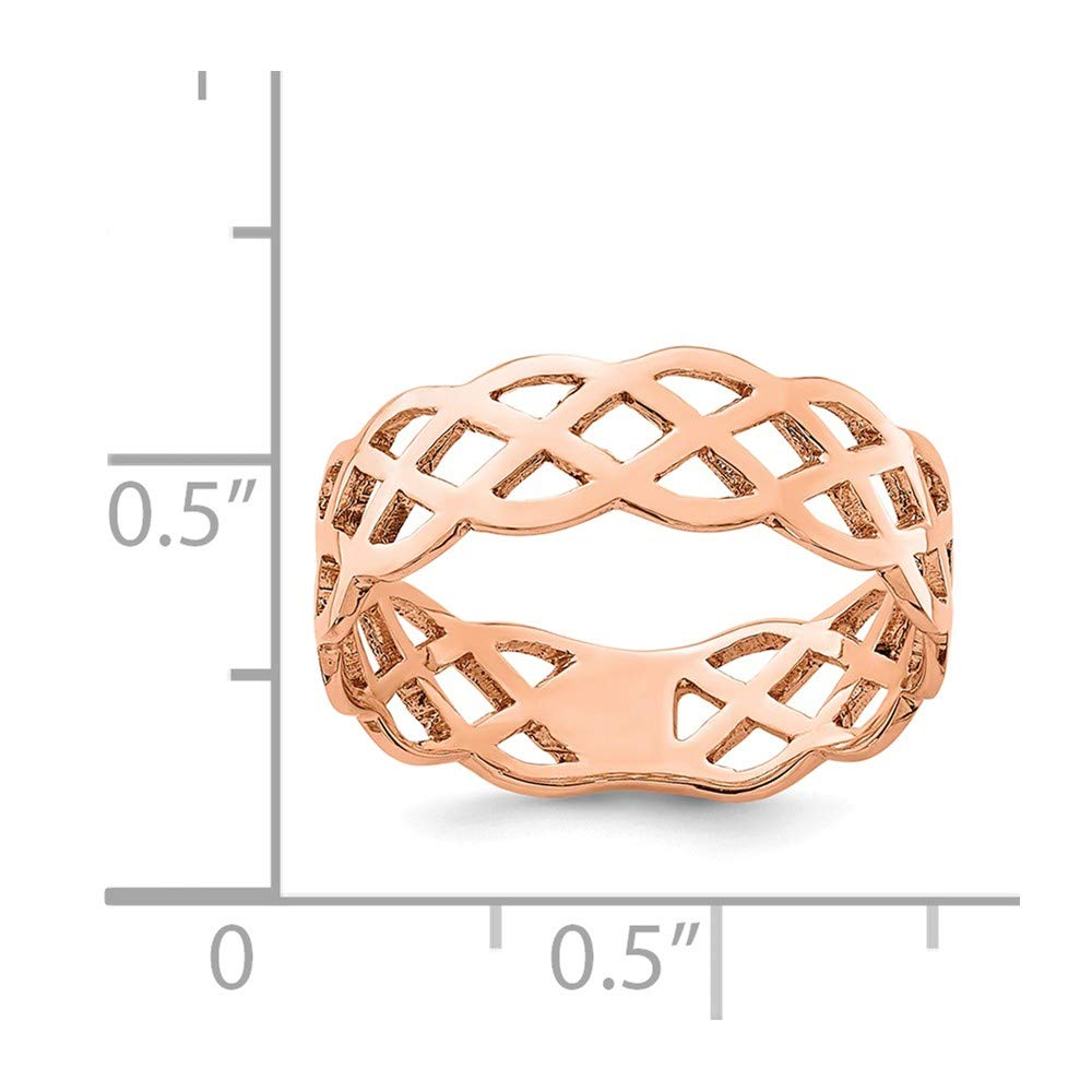 14K Solid Rose Gold Weave Ring Band for Women - Elegant Stackable Wedding Band, Anniversary Gift, Everyday Jewelry for Special Occasions