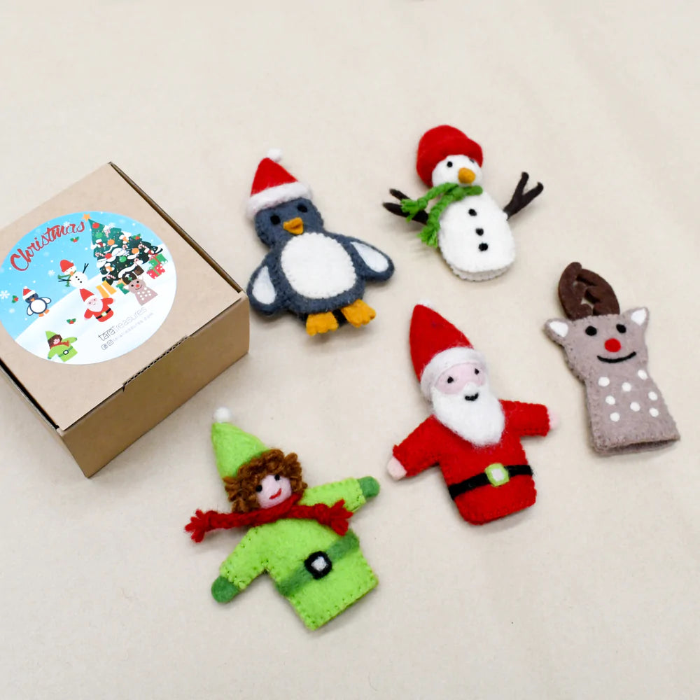 Christmas Friends Felt Finger Puppet Set - 12pc Holiday Character Puppets for Kids Storytelling & Christmas Plays | Perfect for Classroom Activities, Holiday Parties & Family Fun