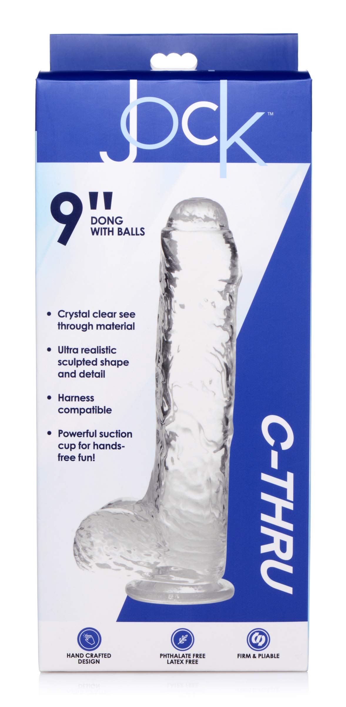 Realistic 9 Inch Jock C-Thru Dildo with Balls - Lifelike Silicone Adult Toy for Men & Women - Perfect for Solo Play, Couples & BDSM Scenes
