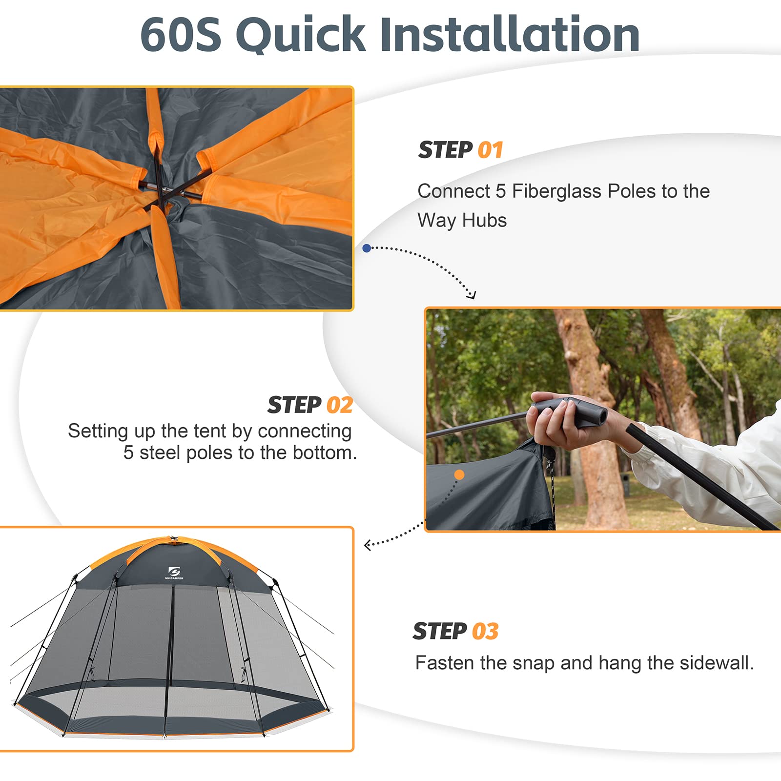 UPF 50+ Mosquito Net Tent with Waterproof Canopy & Sidewalls - Easy Setup Screen House for Patio, Backyard, Camping & Outdoor Activities (Khaki) - Perfect for Picnics, Beach Trips and Garden Relaxation
