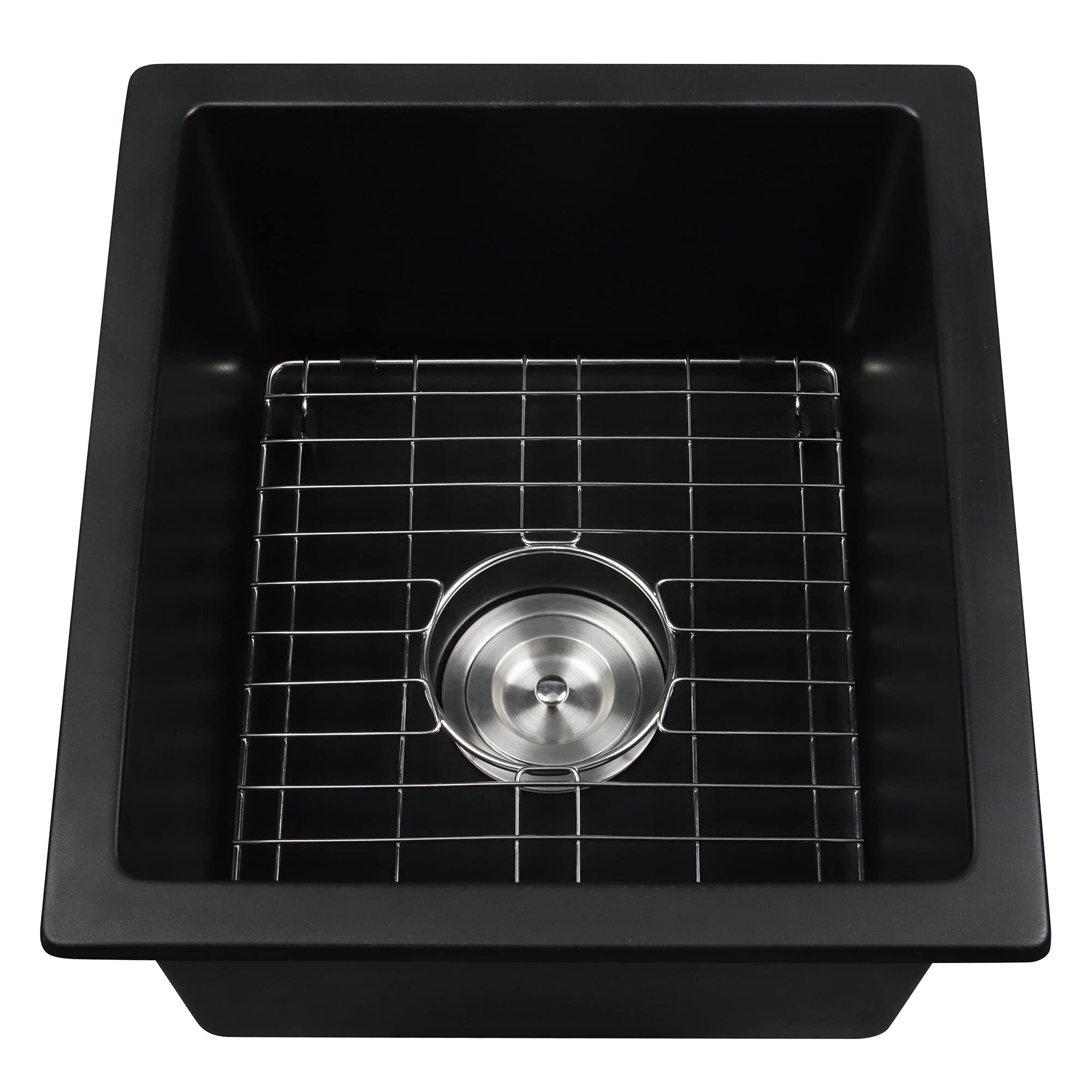 Black Granite Composite Undermount Bar Sink 15x17 Inch - Small RV Kitchen Sink for Tiny Homes, Campers & Outdoor Bars | Durable & Stylish Sink Solution