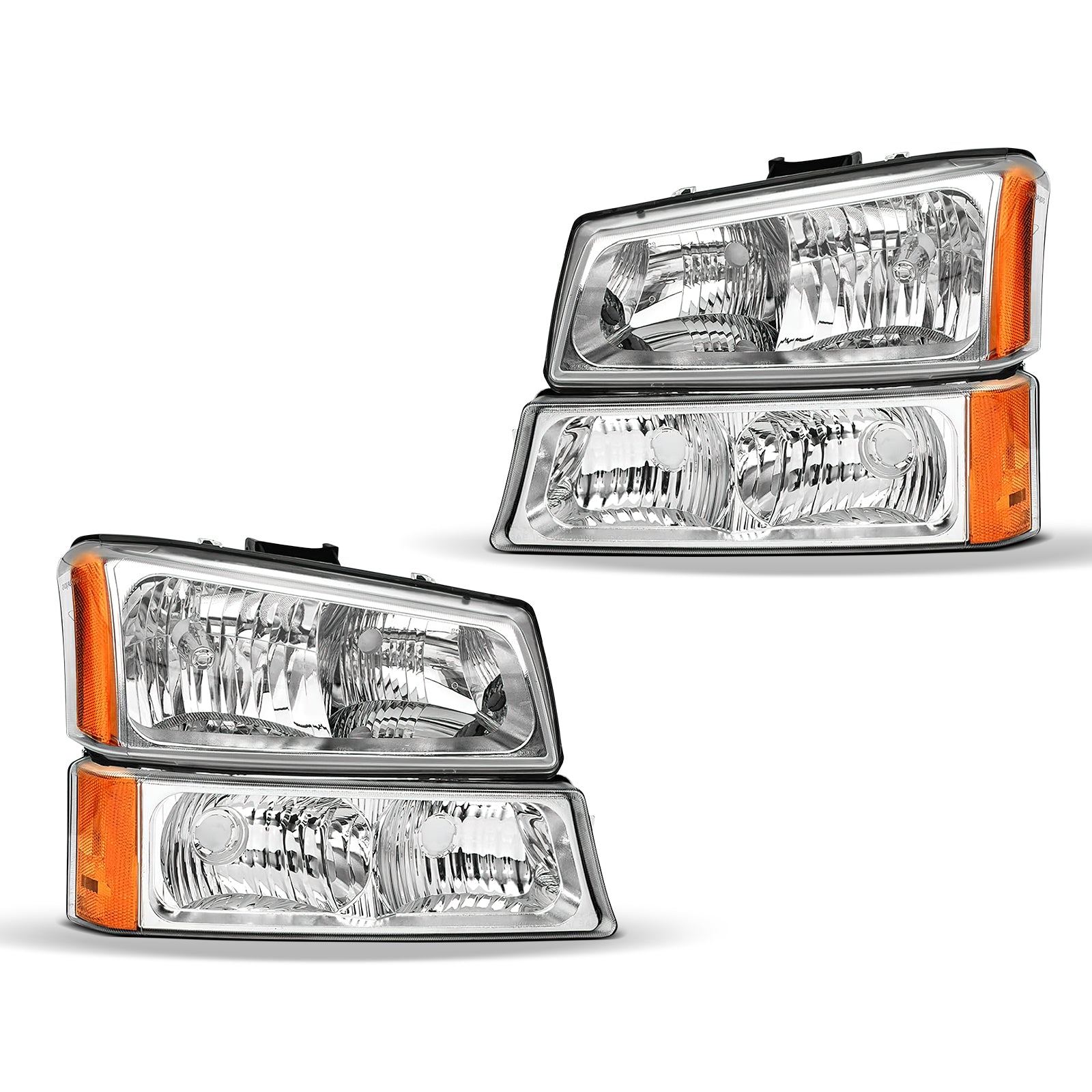 LOYO Replacement Headlight Assembly for 2003-2006 Chevy Silverado Avalanche 1500/1500HD/2500/2500HD/3500 - Compatible with Chevrolet Pickup Truck - Durable Headlamp Housing & Bumper Lamp Set - Perfect for Night Driving & Off-Road Adventures