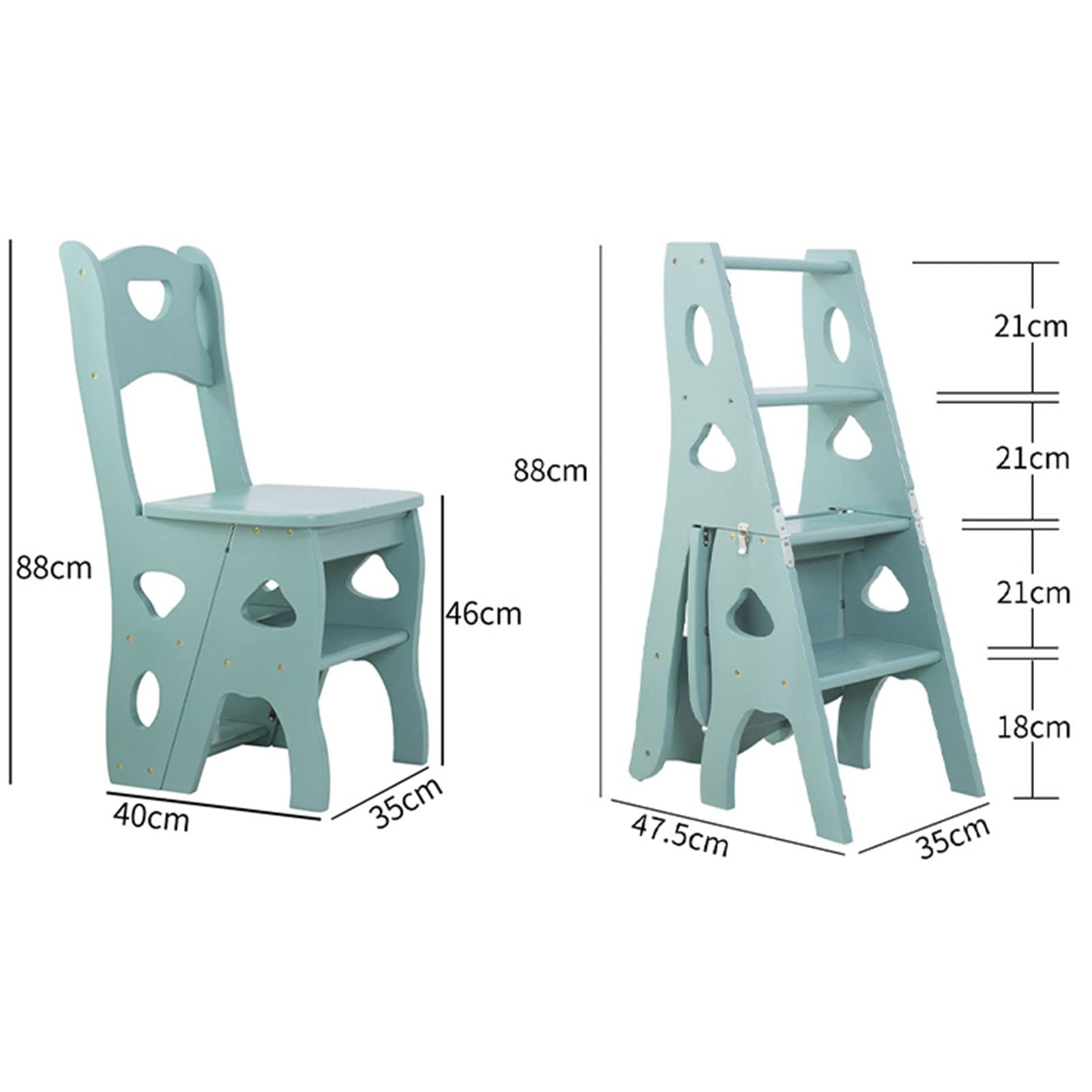 Wooden Step Stool for Kitchen, Foldable Safety Ladder Stool with Non-Slip Steps - Perfect for Reaching High Shelves, Bathroom Storage, and Kids' Step-Up Helper