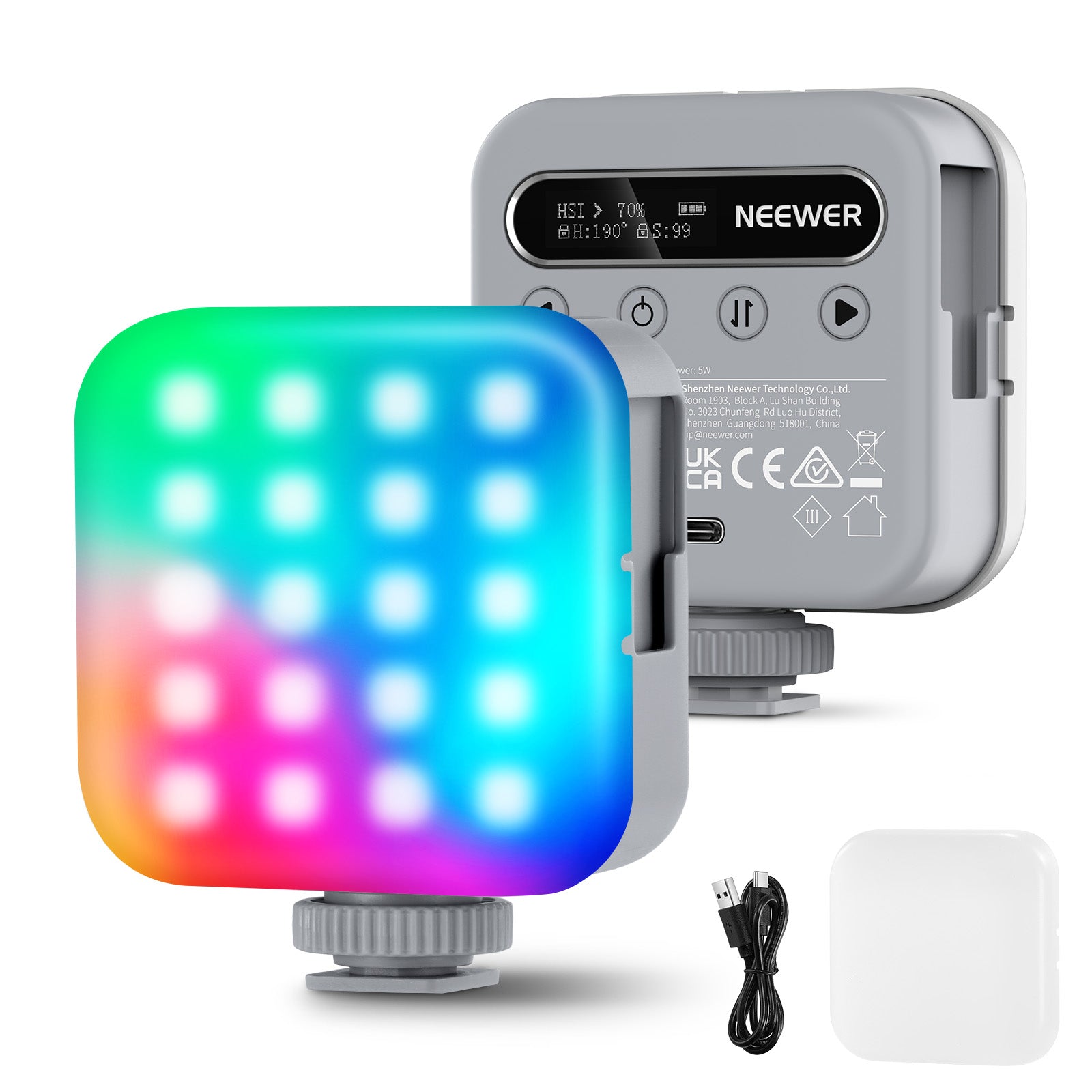 NEEWER BASICS BL60C Magnetic RGB Video Light with 360° Adjustable Stand - Perfect for YouTube, TikTok, Vlogging & Photography Lighting
