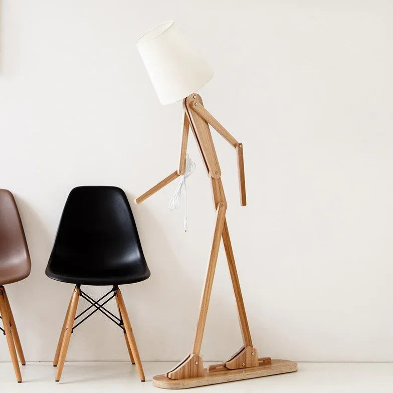 Adjustable Wooden Figurine Floor Lamp - Modern Home Decor for Living Room, Bedroom & Office Lighting