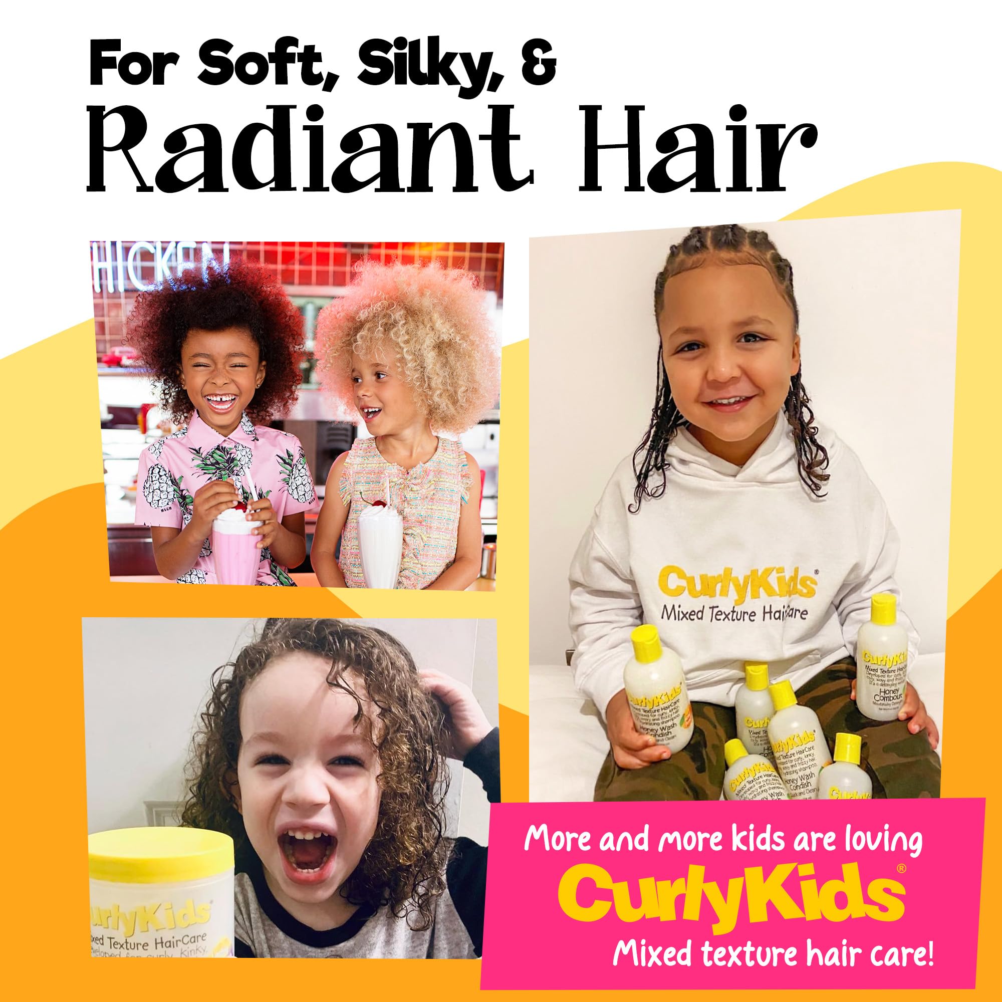 CurlyKids Super Hair Detangler Conditioner for Kids - Sulfate & Paraben-Free Formula for Curly, Kinky & Wavy Hair | 8oz | Gentle Daily Hair Care for Soft, Tangle-Free Locks | Perfect for School, Play & Special Occasions