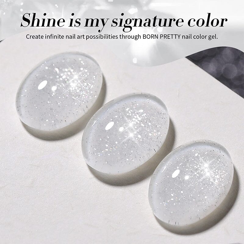 White Reflective Glitter Gel Polish - SZ12 Milky Melee 10ml Nail Art Kit for Manicure & Pedicure - Perfect for Salon, Home DIY, Parties & Special Occasions