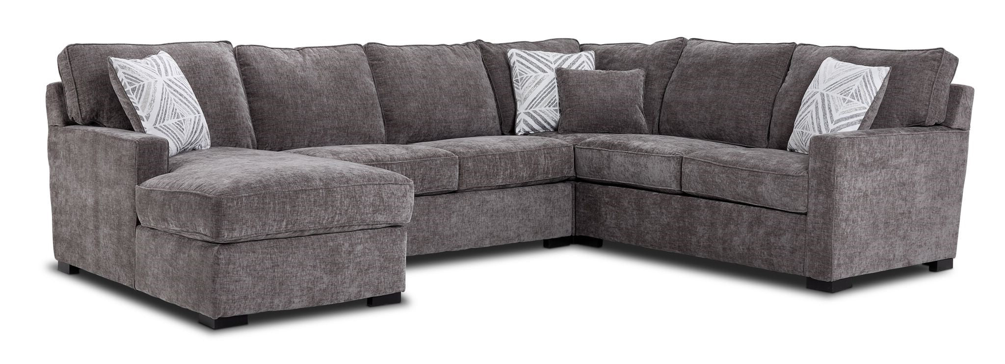 Charlotte 4-Piece Sectional Sofa with Left-Facing Chaise in Pewter - Perfect for Living Room, Family Room & Home Theater Seating