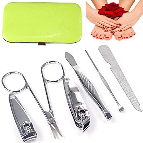 **ZIAS 6-in-1 Manicure & Pedicure Kit - Nail Clippers, Scissors, Peeling Knife, Nail Cleaner, Acne Needle & Blackhead Tool - Travel Case Included - Perfect for Home, Travel & Salon Use**