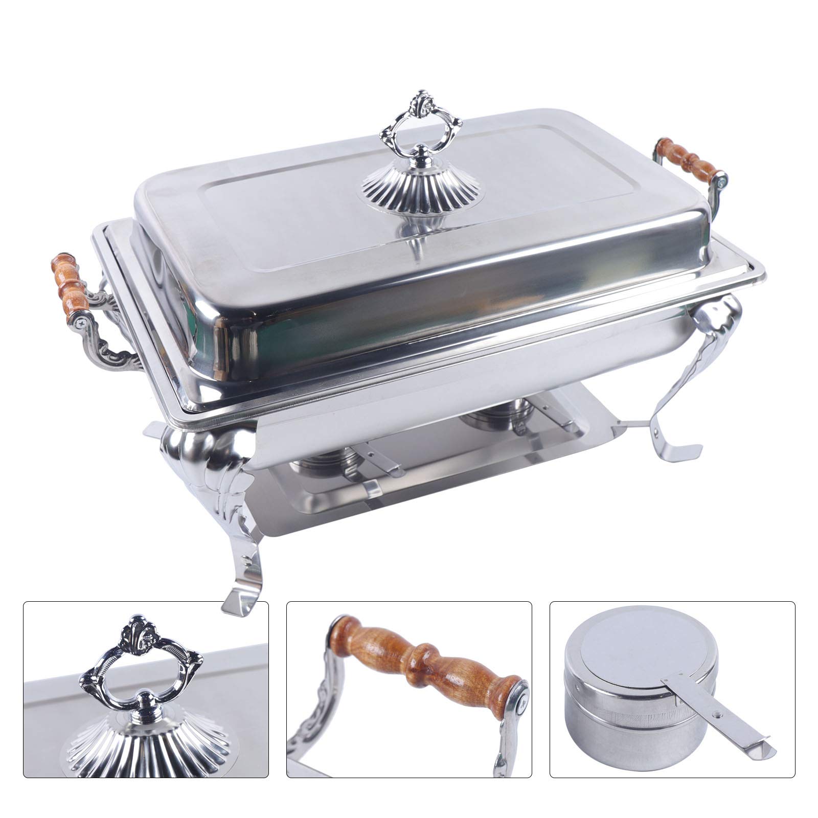 Stainless Steel Chafing Dish Buffet Set - 20.9×12.8×2.6 Inch Rectangular Food Warmer & Insulation Server Pan for Catering, Buffets, Parties & Events - Commercial & Home Use