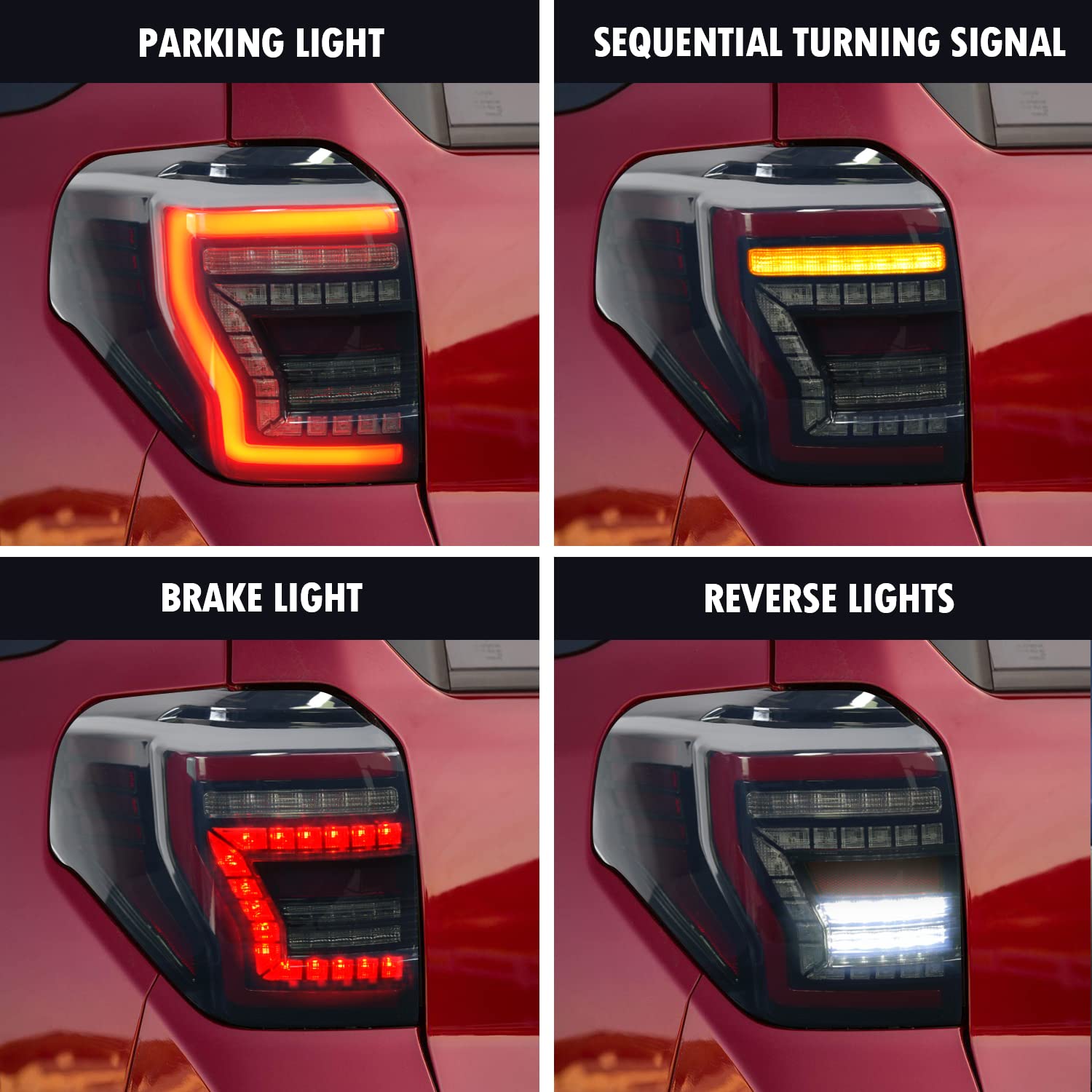 LED Tail Lights Assembly for 2014-2023 Toyota 4Runner TRD/Limited/Off-Road/SR5/Sport/Nightshade - Smoked Sequential Turn Signal & Startup Animation Brake Reverse Lights Replacement - Perfect for Off-Roading, Night Driving & Vehicle Customization