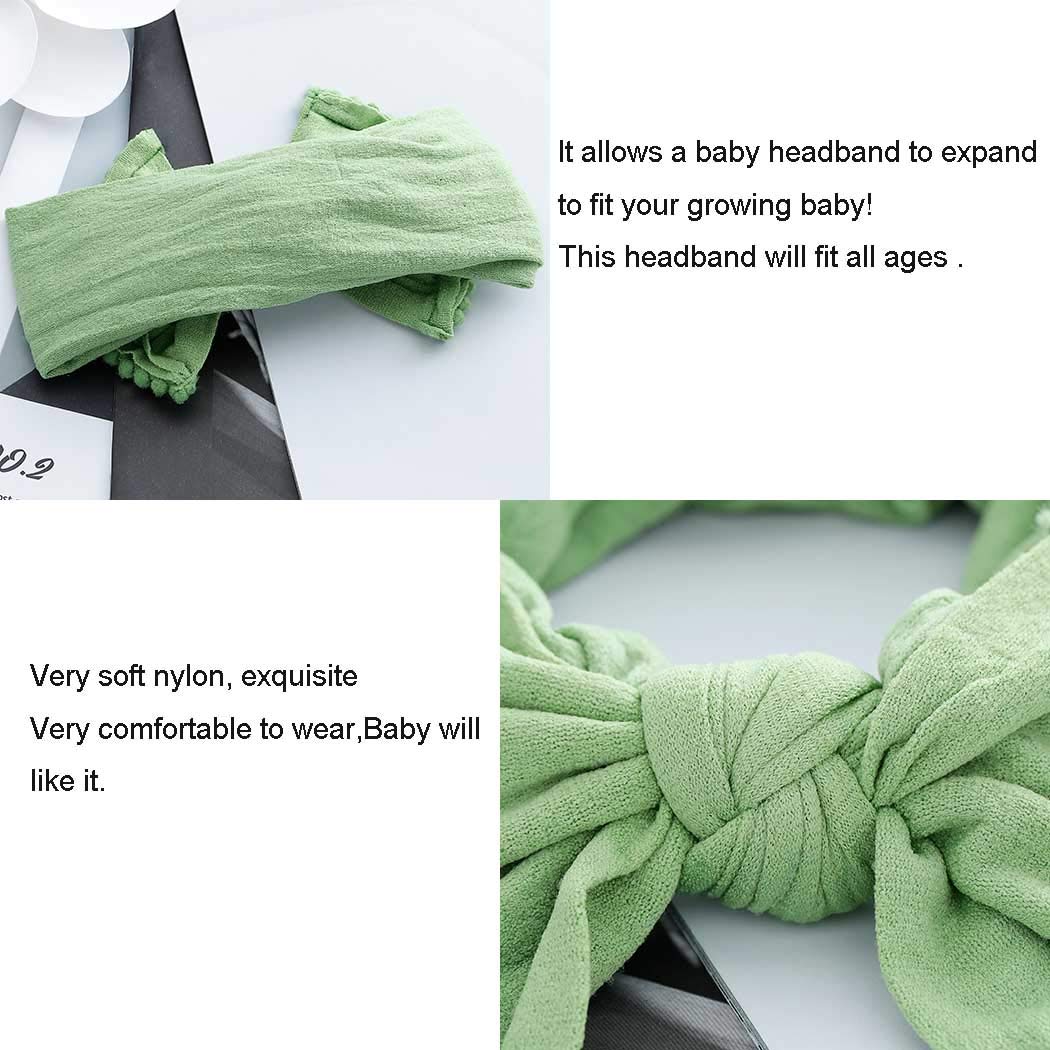 CanB Baby Hair Bow Headband - Stretchy Knot Nylon Headbands for Infants & Toddlers (Green) - Perfect for Newborn Photoshoots, Birthday Parties & Daily Baby Fashion Accessories