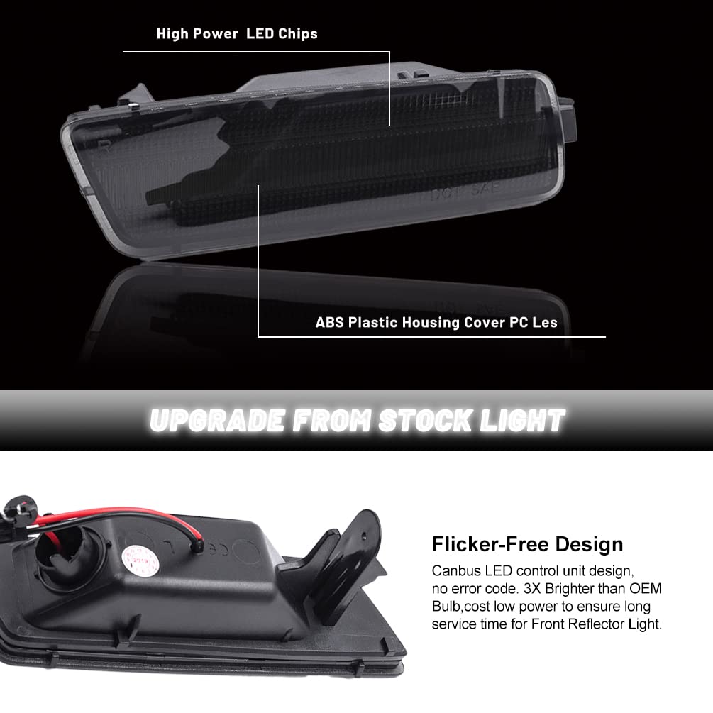 Amber LED Front Side Marker Lamps for 2006-2009 VW MK5 Golf/GTI/Rabbit, 2005-2010 Jetta & 2008 R32 - Smoked Lens Turn Signal Light Kit | Enhanced Visibility & Style Upgrade for Night Driving & Custom Car Look