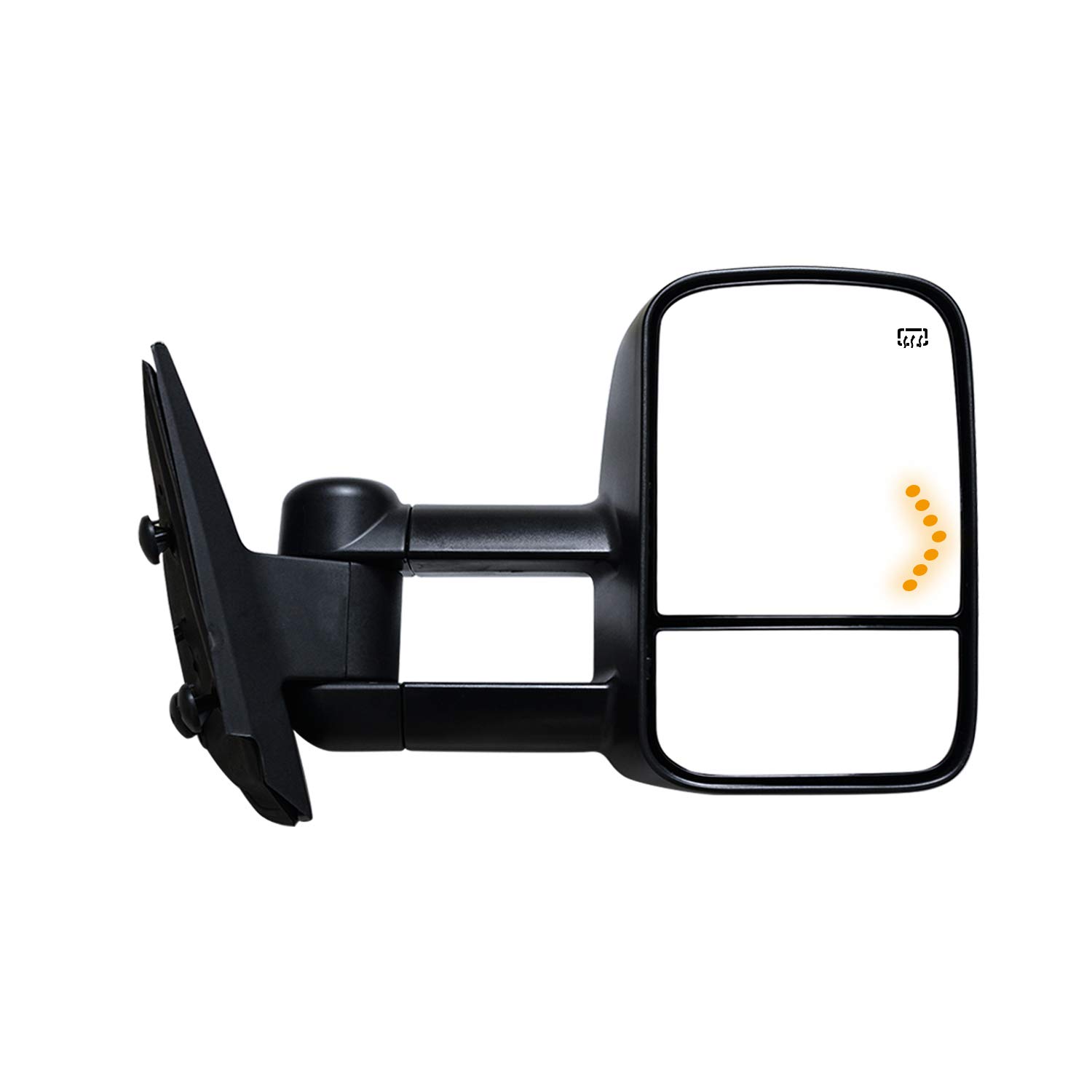 AERDM Power Heated Towing Mirrors for 2007-2014 Chevy Silverado & GMC Sierra - Black Side Mirrors with Arrow Signal Light & Dual Glass (LH/RH) - Perfect for Trailering, Towing Boats/Campers, and Enhanced Night Driving Safety