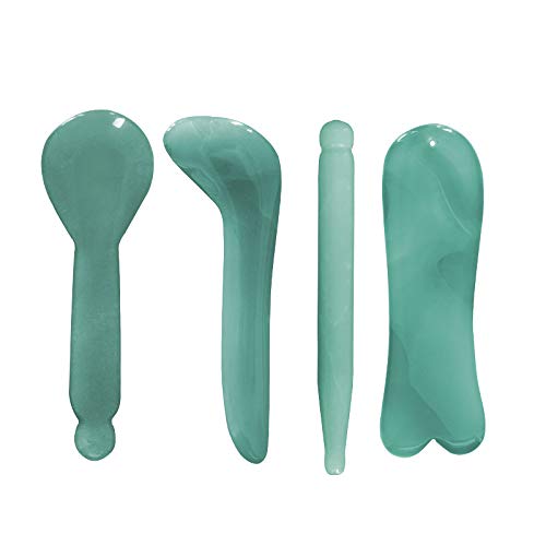 7-Piece Jade Gua Sha Massage Set - Natural Stone Body Scraping Tools for Face & Neck Care - Professional Chinese Medical Therapy Kit for Pain Relief & Relaxation - Perfect for Home Spa, Self-Care Routine & Wellness Therapy