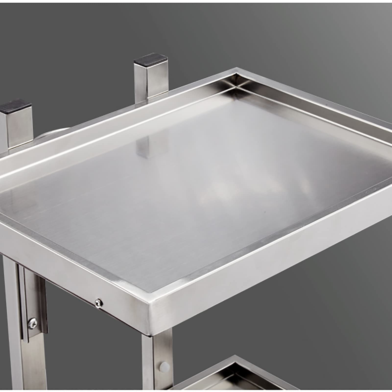 KTOL 2-Tier Rolling Cart - Stainless Steel Mobile Utility Cart with Wheels for Salon, Kitchen, Bedroom & Tattoo Shop - 34x12x16 Inches (86x30x40cm) Silver - Perfect for Organizing Beauty Supplies, Cooking Utensils & Home Storage