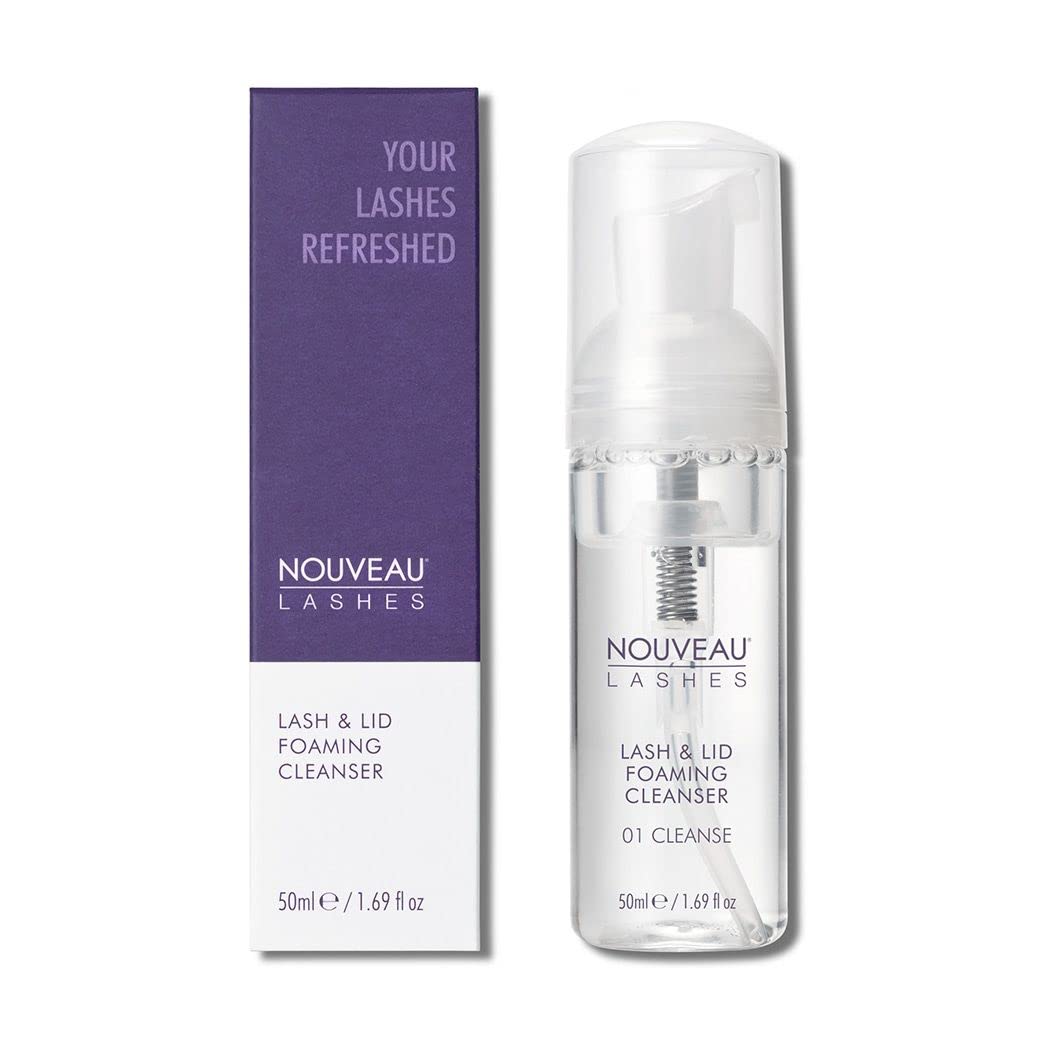 Nouveau Lashes Lash & Lid Gentle Foaming Cleanser - Vegan Eyelash Extension Cleaner for Optimal Hygiene, 50ml | Perfect for Daily Lash Care, Post-Extension Cleaning & Sensitive Eyes (Brush Not Included)