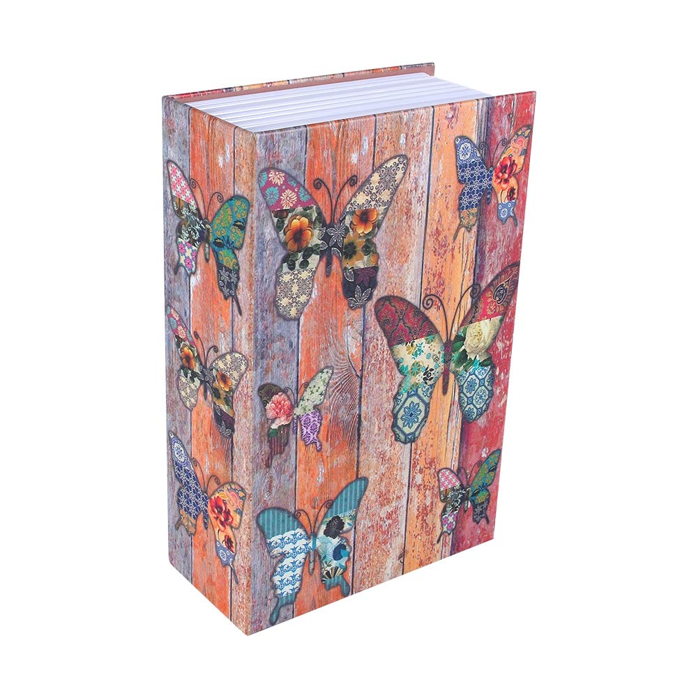 Secret Book Safe Box with Key Lock - Hidden Storage for Money, Cash & Jewelry - Discreet Diversion Safe for Home Security (Butterfly Design) - Perfect for Bedroom, Office & Travel Use