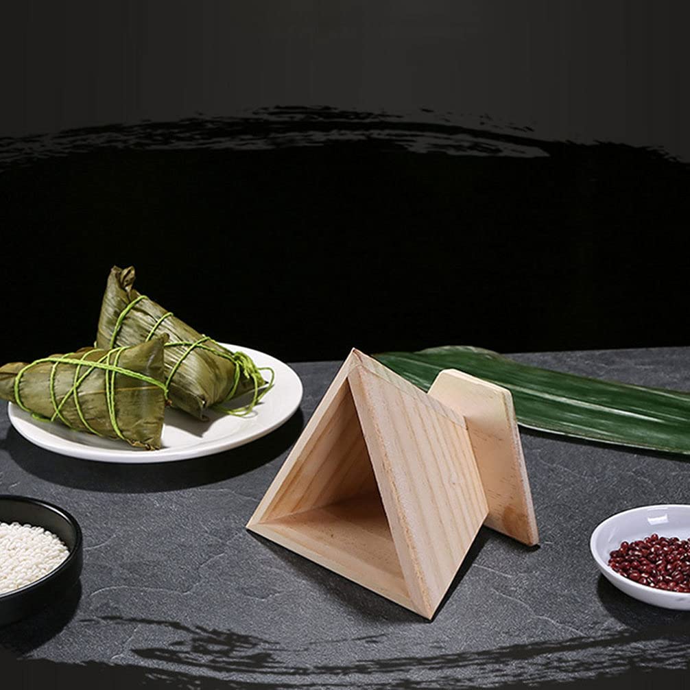 Hemoton 2-Piece Bamboo Zongzi Mold Set - Triangle Rice Ball Maker for Sticky Rice, Dumplings & Chocolate - Wooden DIY Sushi Press for Kids - Perfect for Asian Cooking, Holiday Treats & Party Snacks