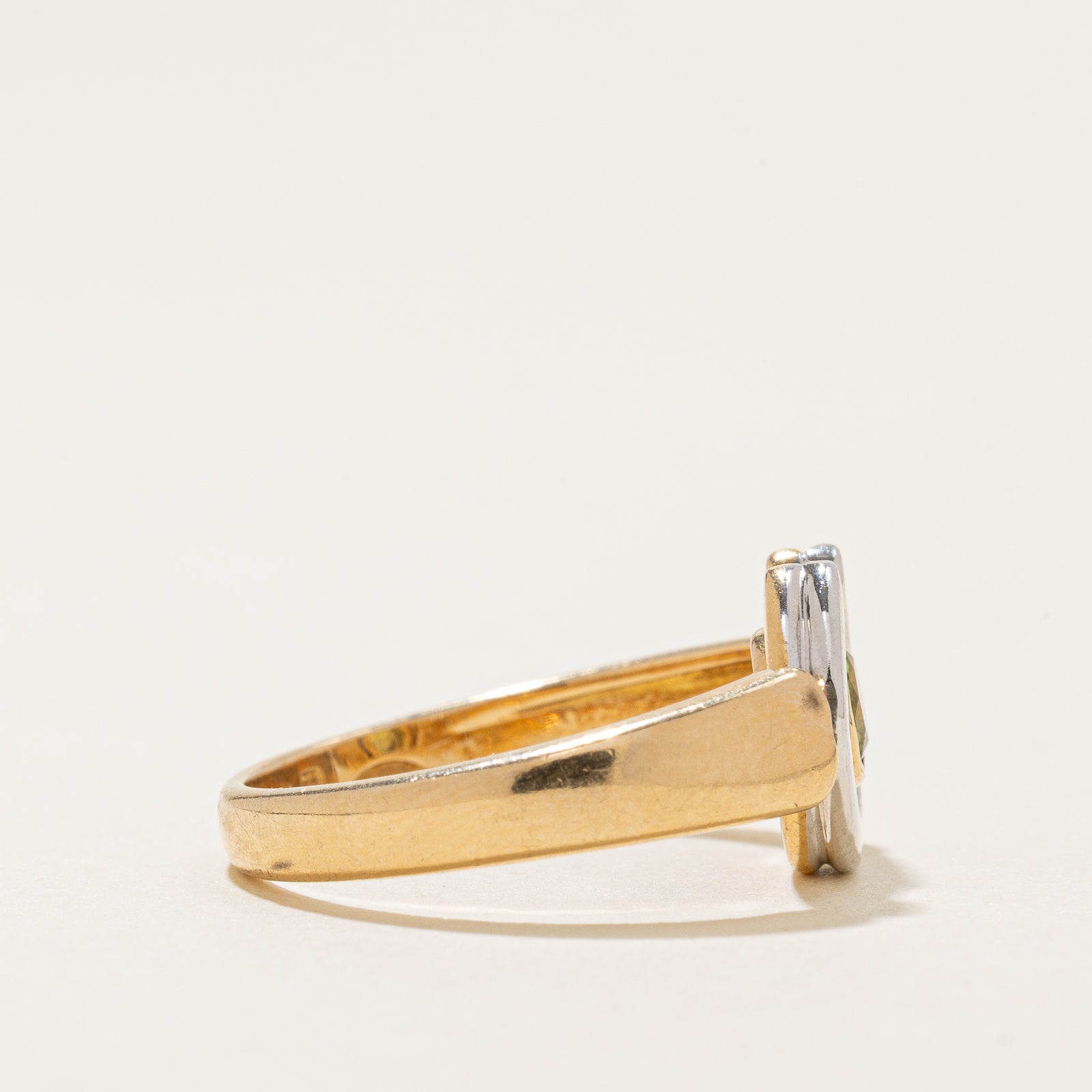 Reversible Two Tone Gold Horseshoe Peridot Ring - 0.20ct Genuine Peridot Gemstone - Size 3.5 - Lucky Charm Jewelry for Women - Perfect for Birthday, Anniversary & Everyday Wear