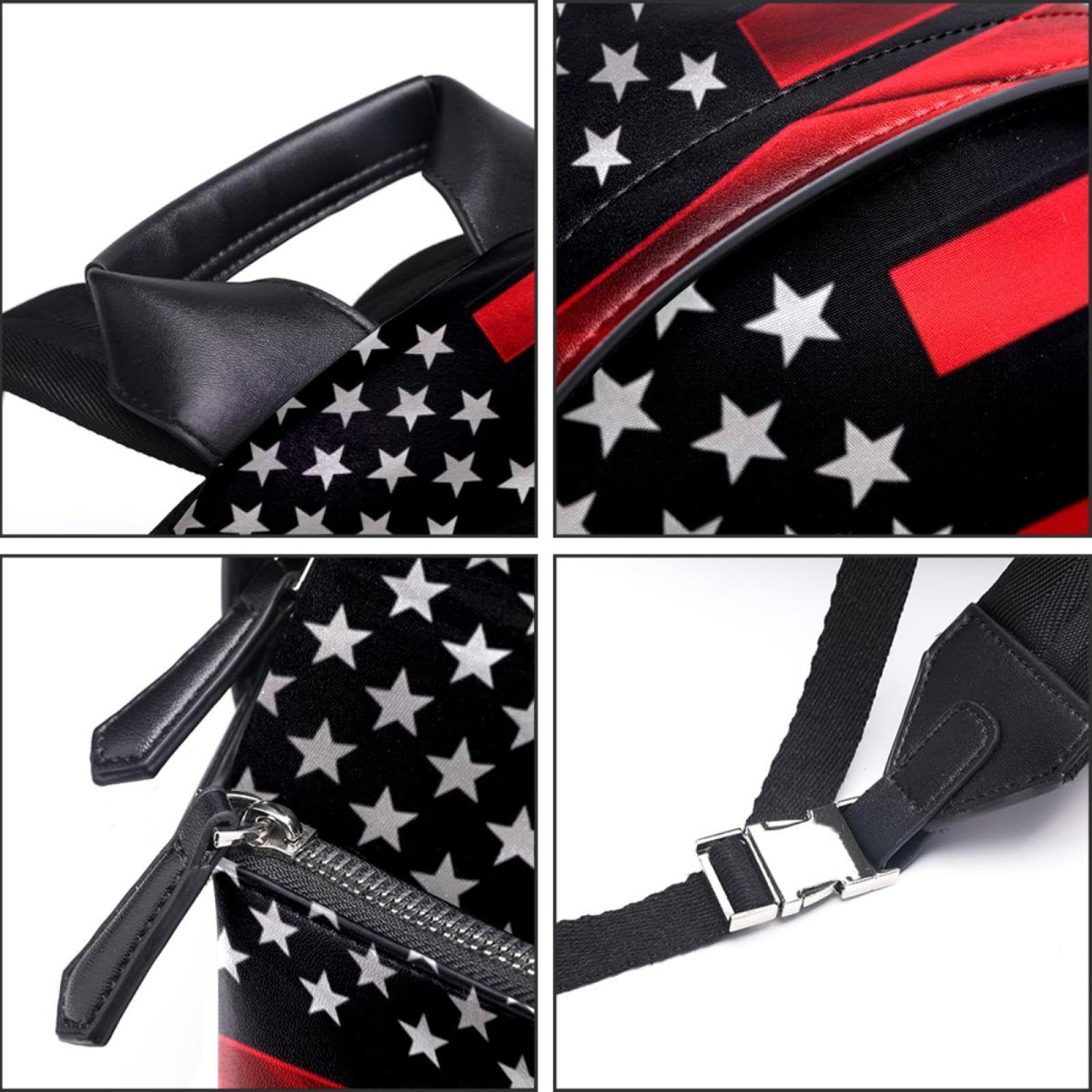 Lightweight Travel Backpack for Men & Women - Small Carry On Backpack with USA Flag Design (Black/Red) - Perfect for Airplane, Hiking, Commuting & Daily Use