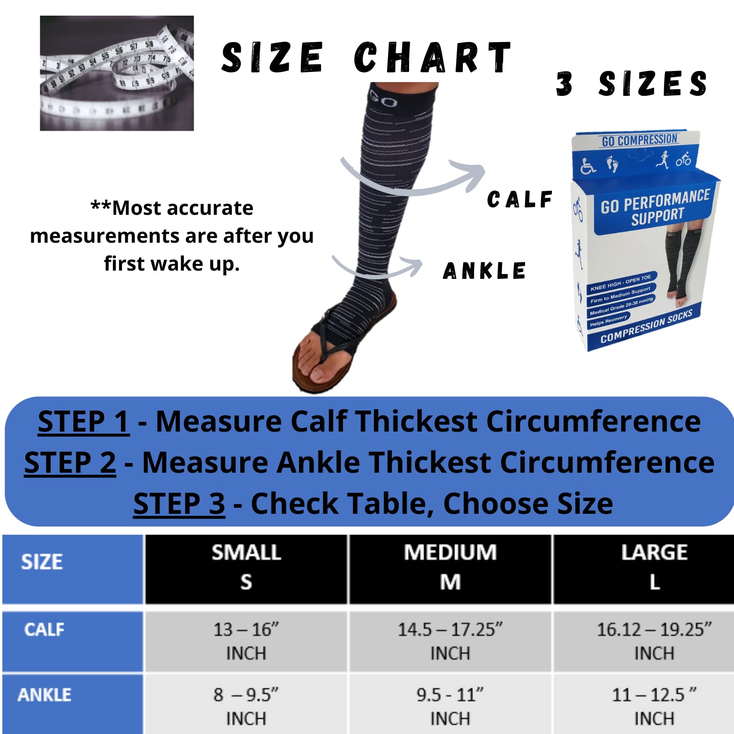 20-30 mmHg Knee High Open Toe Compression Socks for Women & Men - Graduated Toeless Stockings for Circulation, Travel & Work