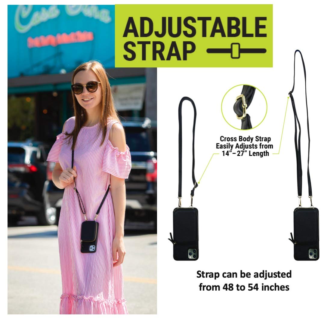 Gear Beast RFID Blocking Crossbody Phone Case Wallet for iPhone 11 - Adjustable Strap, Hands-Free Convenience - Perfect for Travel, Shopping & Everyday Use (Black)