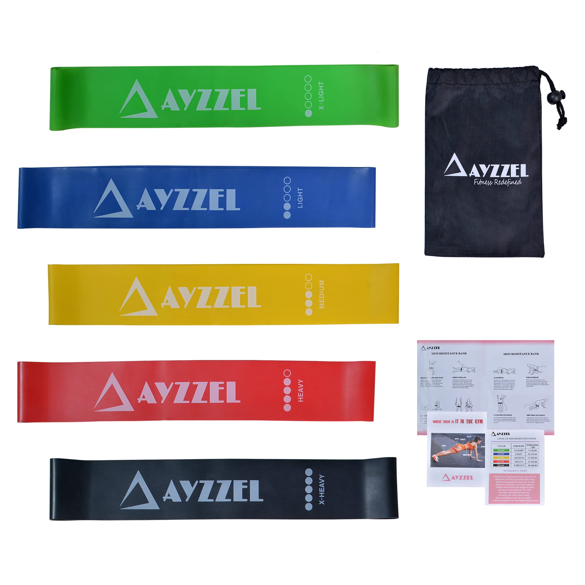 Premium Resistance Loop Bands Set of 5 - Strength Training, Physical Therapy, Yoga & Pilates Workout Bands for Home Gym, Muscle Toning, Glutes & Abs Exercise - Ideal for Rehabilitation, Stretching & Fitness Training