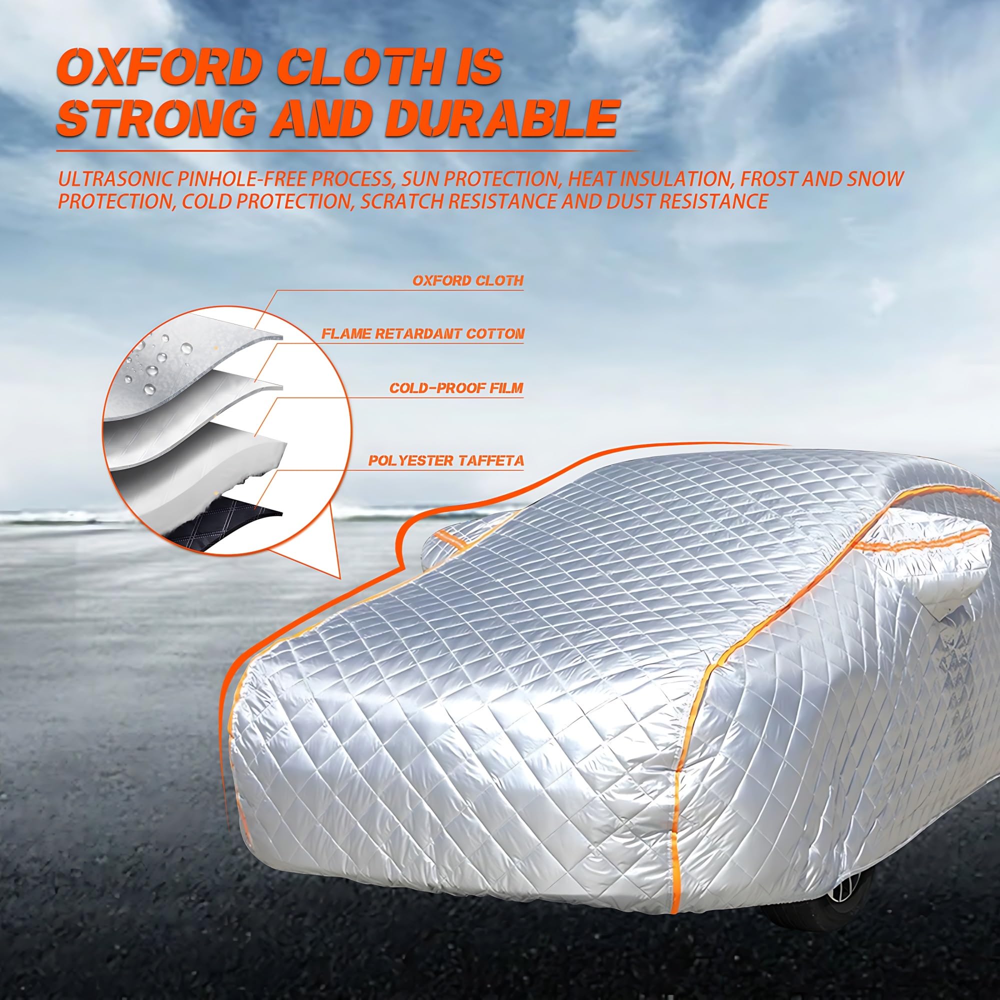 **Jeep Wrangler 4-Door Hail Protection Car Cover (2007-2024) | Heavy Duty Weatherproof Vehicle Cover with Reflective Strips | Perfect for Hail Storms, Snow, and Outdoor Parking (Sliver#A)**