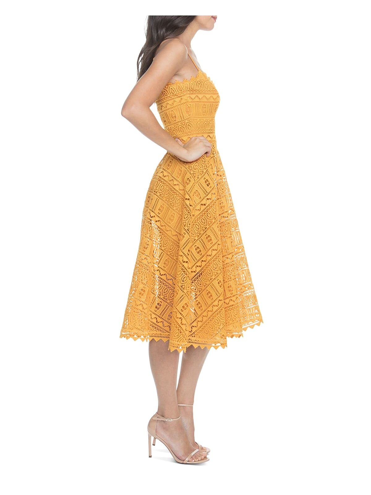 Dress the Population Women's Brenna Sleeveless Lace Fit & Flare Midi Dress - Elegant Wedding Guest & Cocktail Party Attire