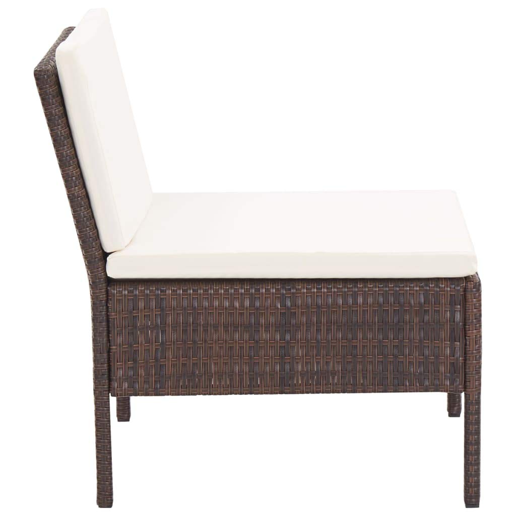 vidaXL 3-Piece Brown Poly Rattan Outdoor Patio Lounge Set with Weather-Resistant PE Material & Comfortable Cushions - Perfect for Garden, Poolside, and Backyard Relaxation