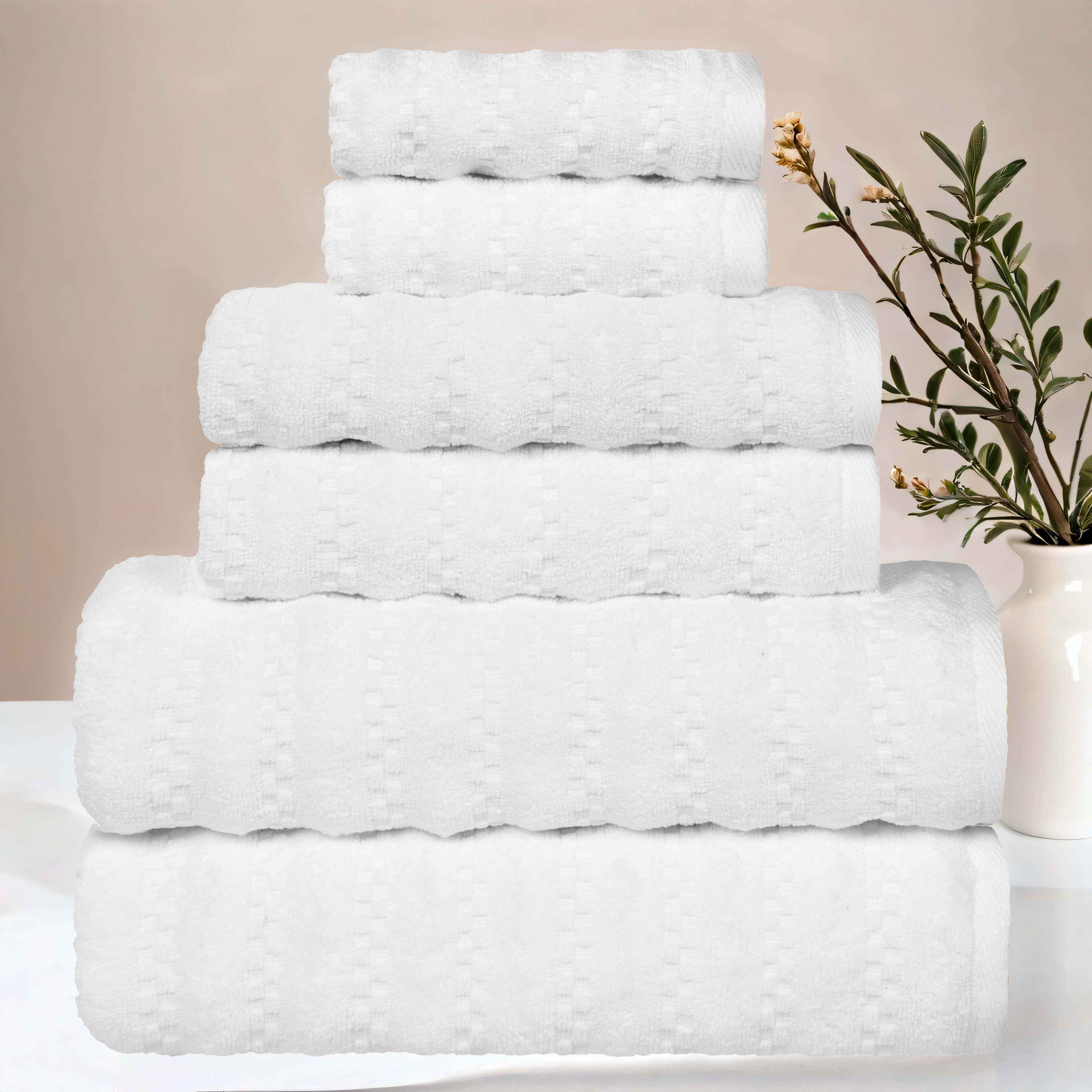 Zuma Zero Twist Cotton Medium Weight Soft Absorbent 6-Piece Bath Towel Set - Premium Luxury Towels for Spa, Bathroom & Beach Use